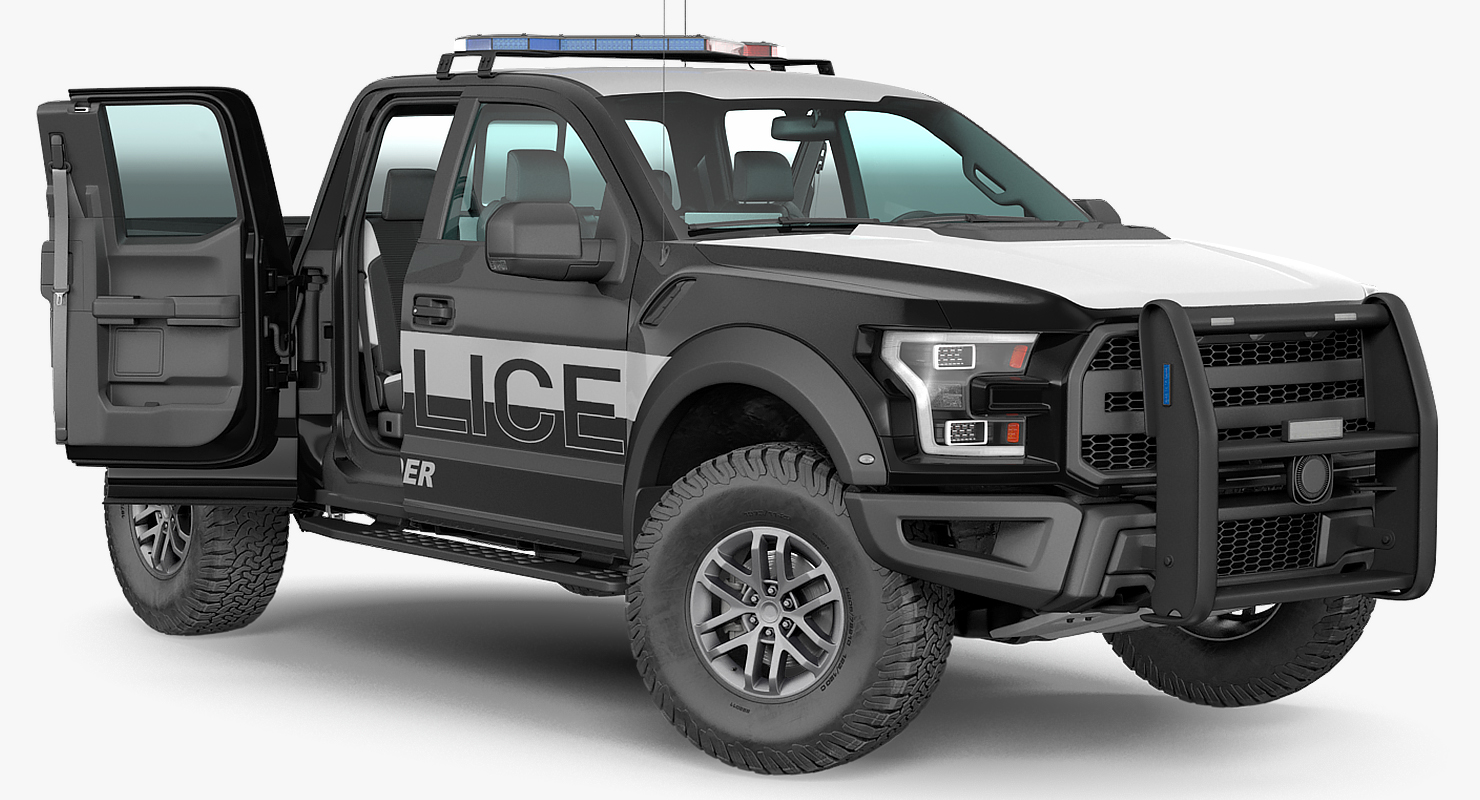 Police Pickup Truck Generic Rigged 3D model