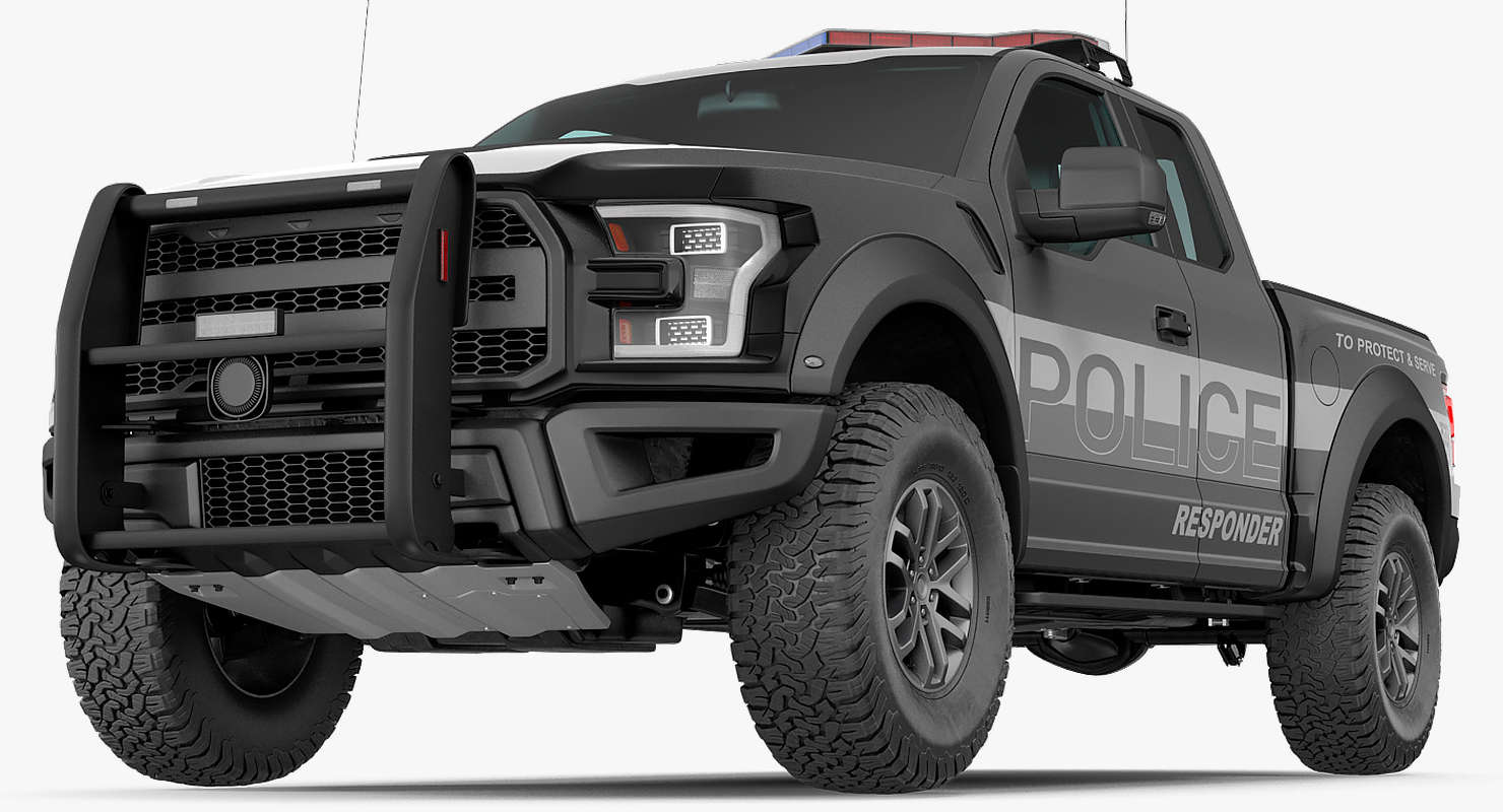 Police Pickup Truck Generic Rigged 3D model