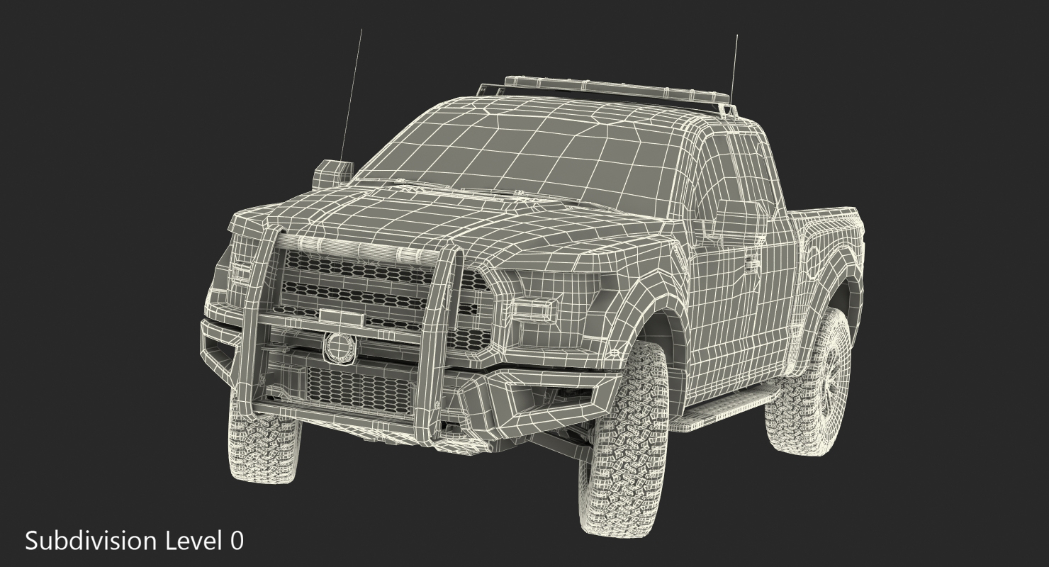 Police Pickup Truck Generic Rigged 3D model