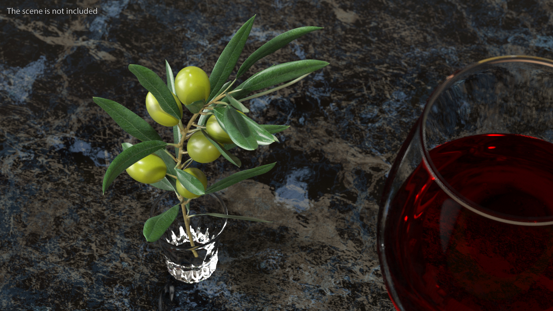 3D model Olive Branch with Green Olives