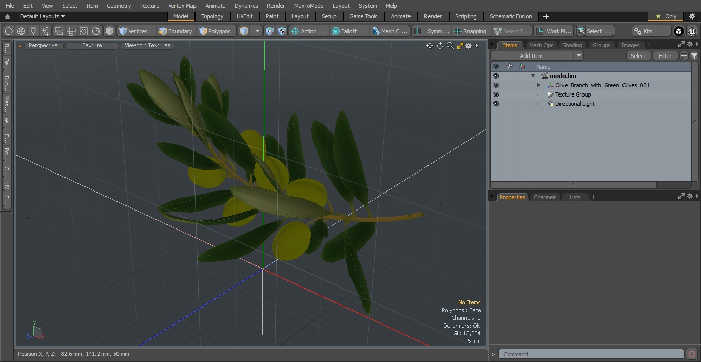 3D model Olive Branch with Green Olives