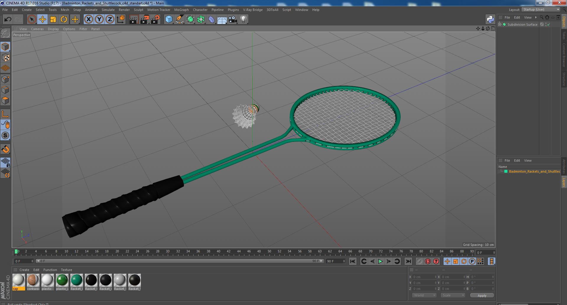 3D Badminton Rackets and Shuttlecock model