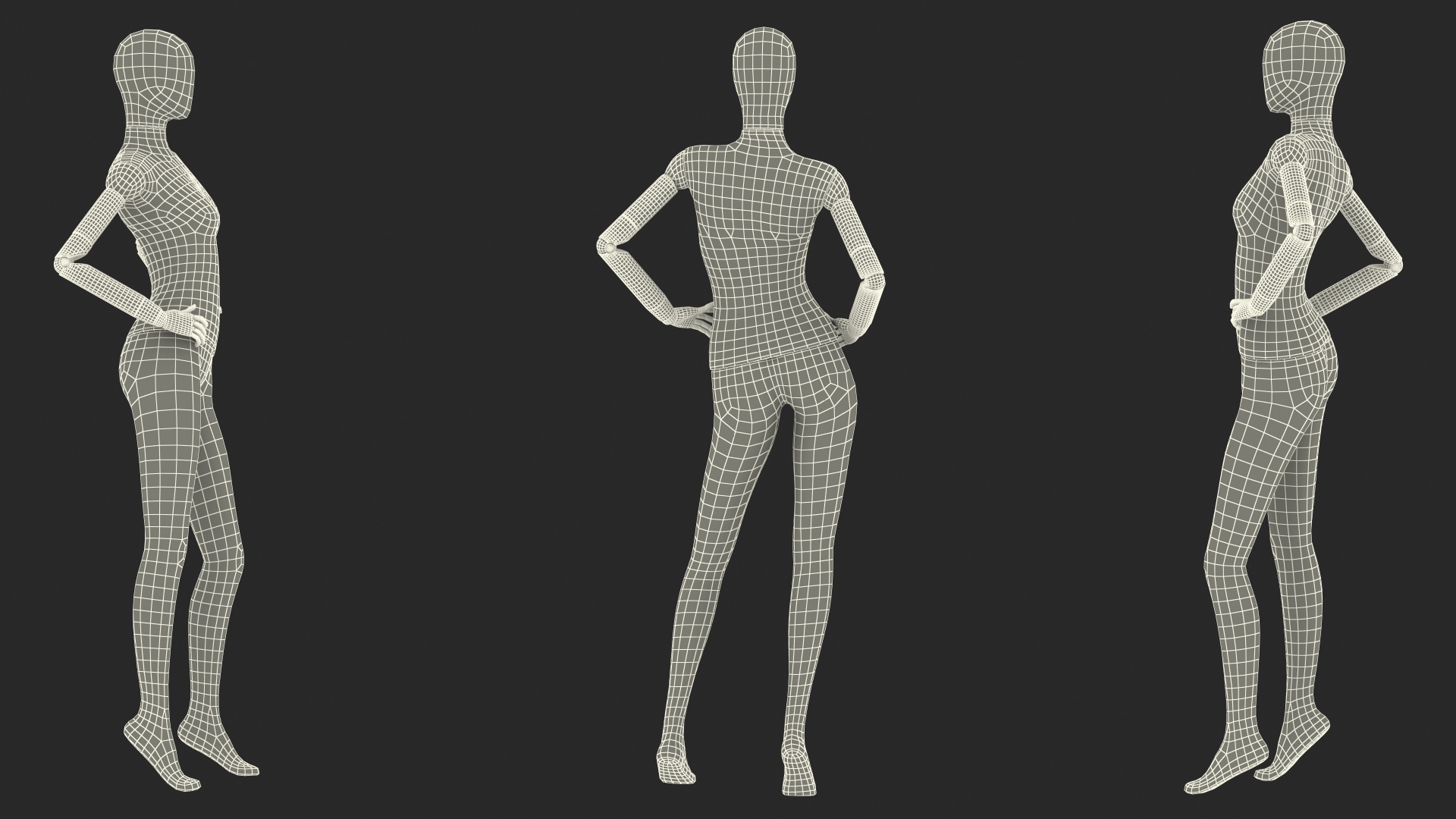 3D model Flexible Female Mannequin Standing Pose Satin Grey