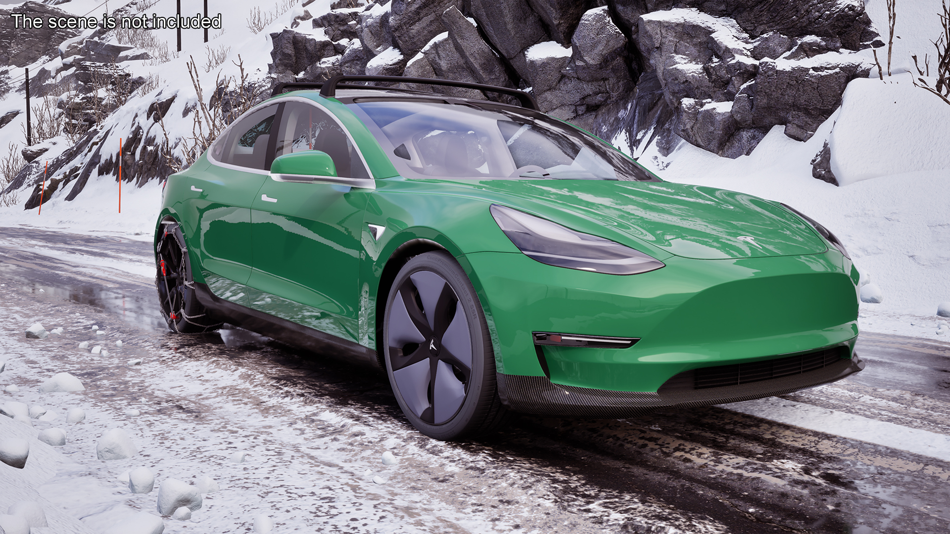 3D model Tesla Model 3 with Wheel and Roof Accessories