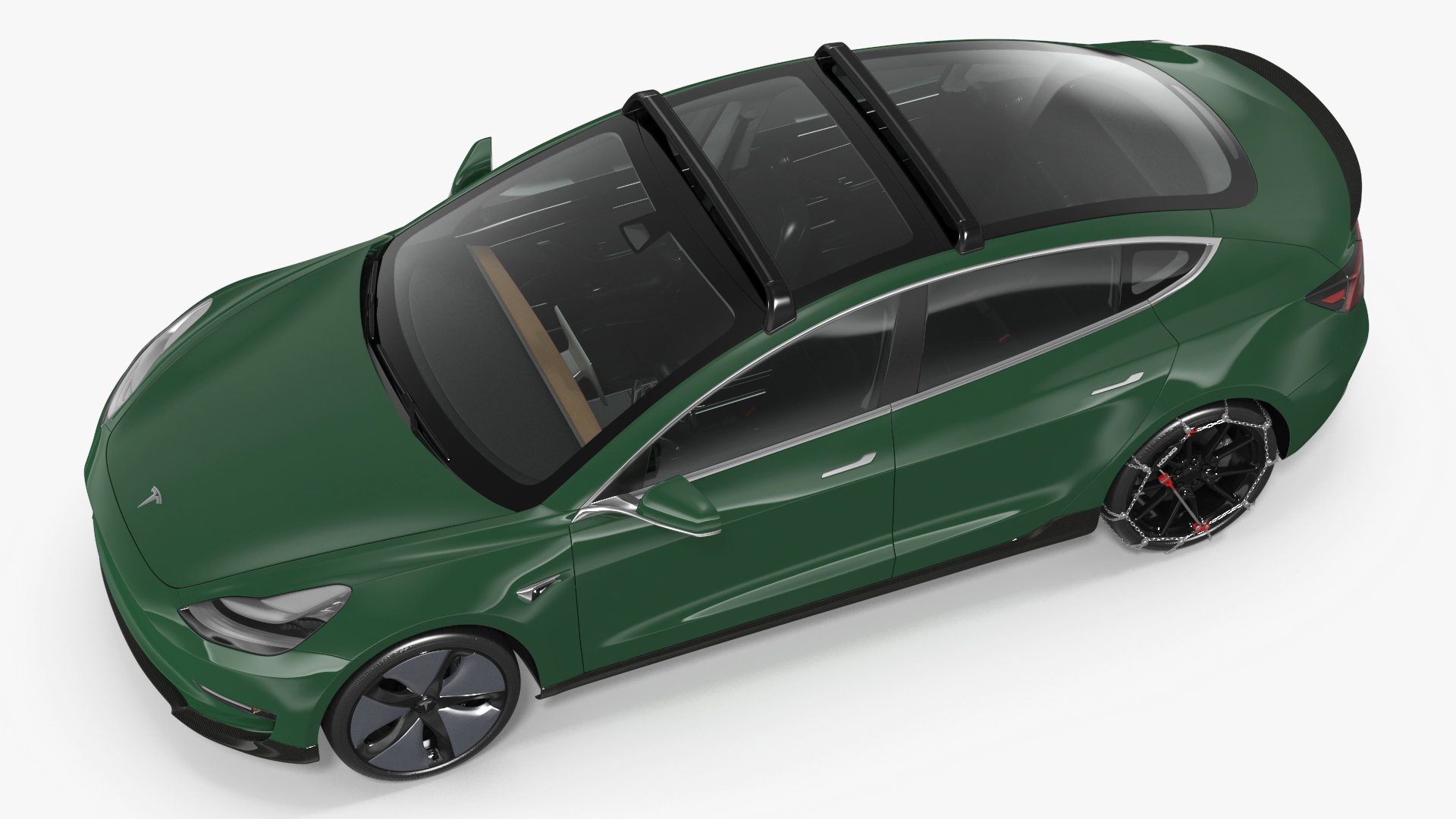 3D model Tesla Model 3 with Wheel and Roof Accessories