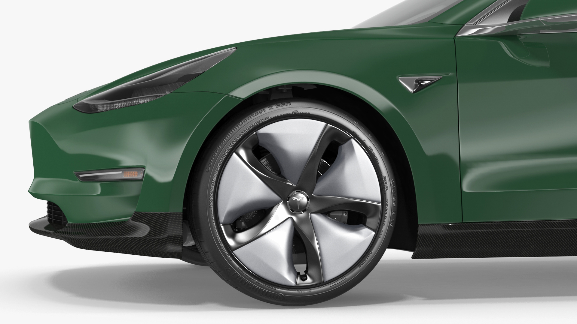 3D model Tesla Model 3 with Wheel and Roof Accessories