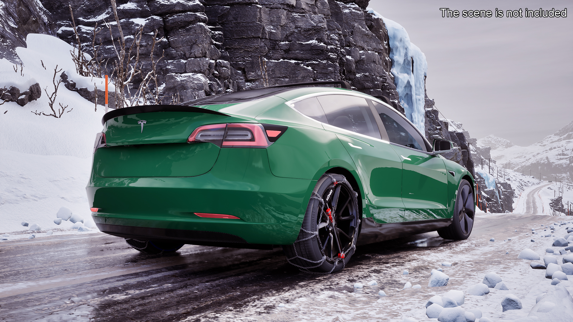 3D model Tesla Model 3 with Wheel and Roof Accessories