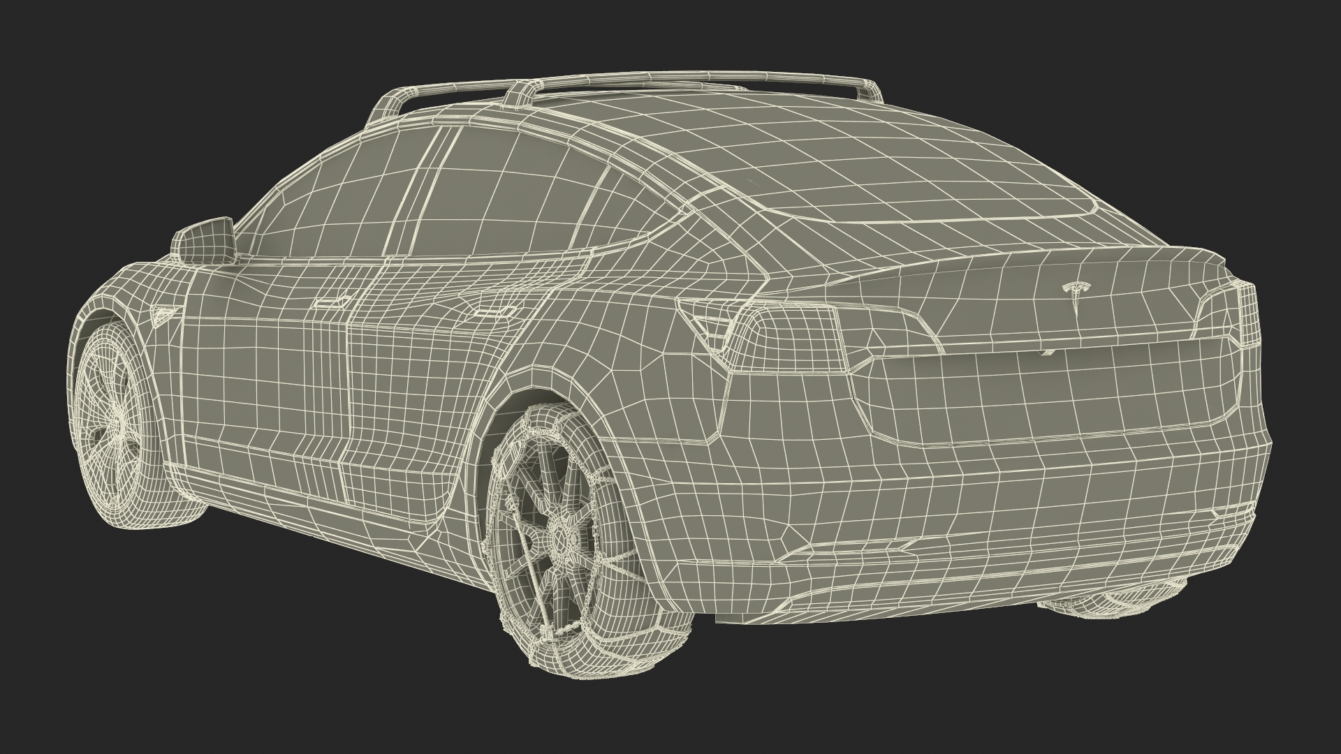 3D model Tesla Model 3 with Wheel and Roof Accessories