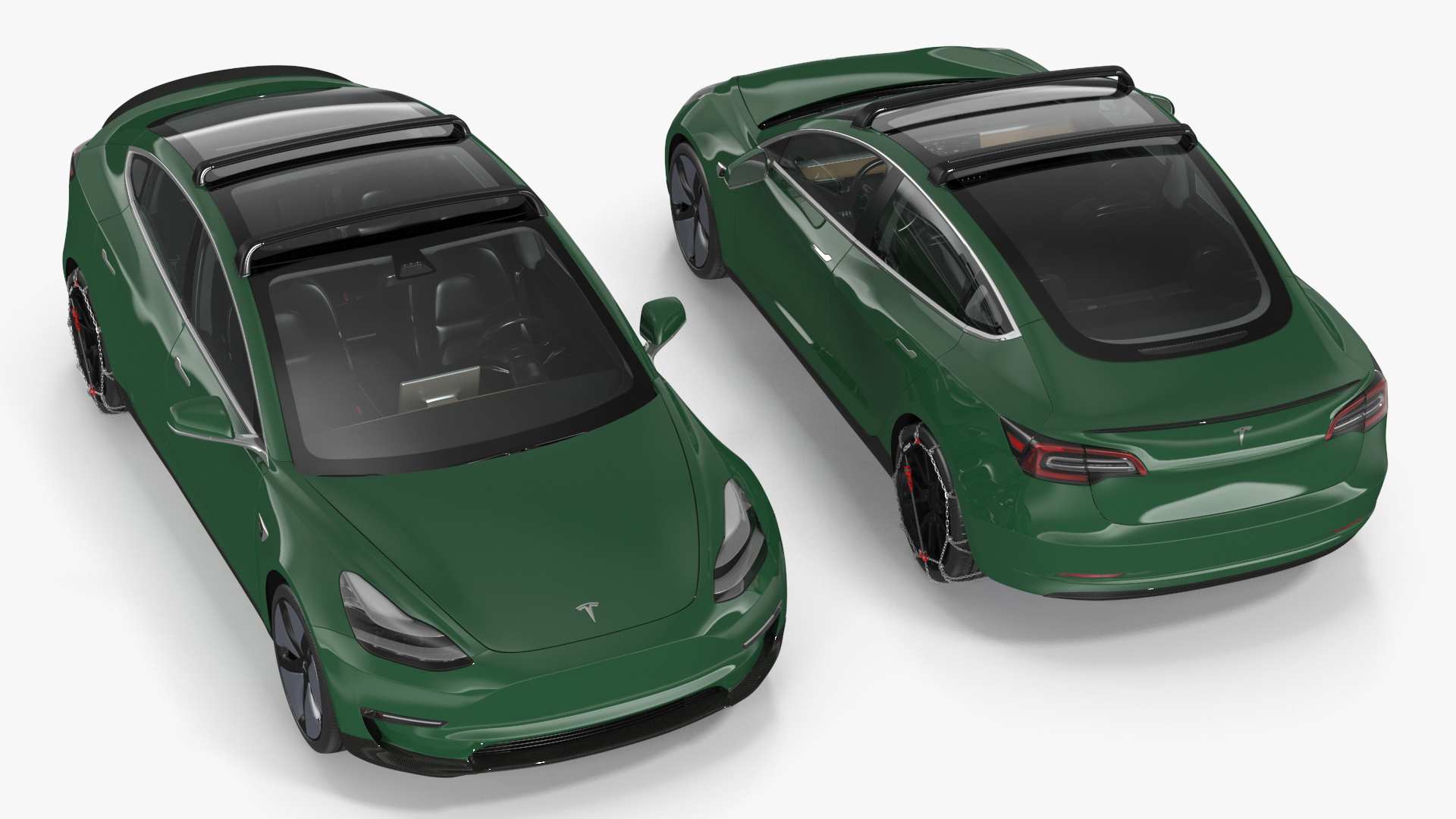 3D model Tesla Model 3 with Wheel and Roof Accessories