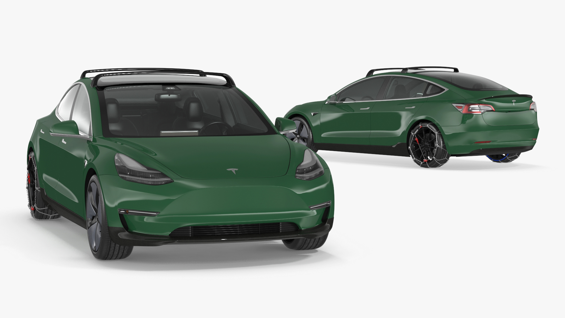 3D model Tesla Model 3 with Wheel and Roof Accessories