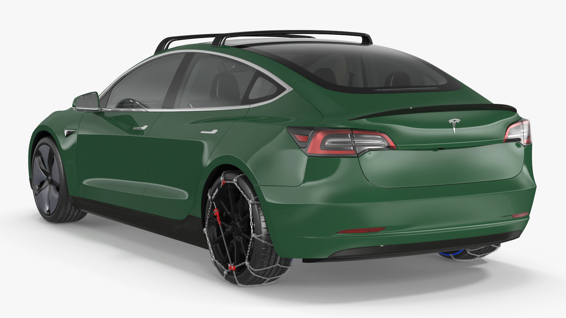 3D model Tesla Model 3 with Wheel and Roof Accessories