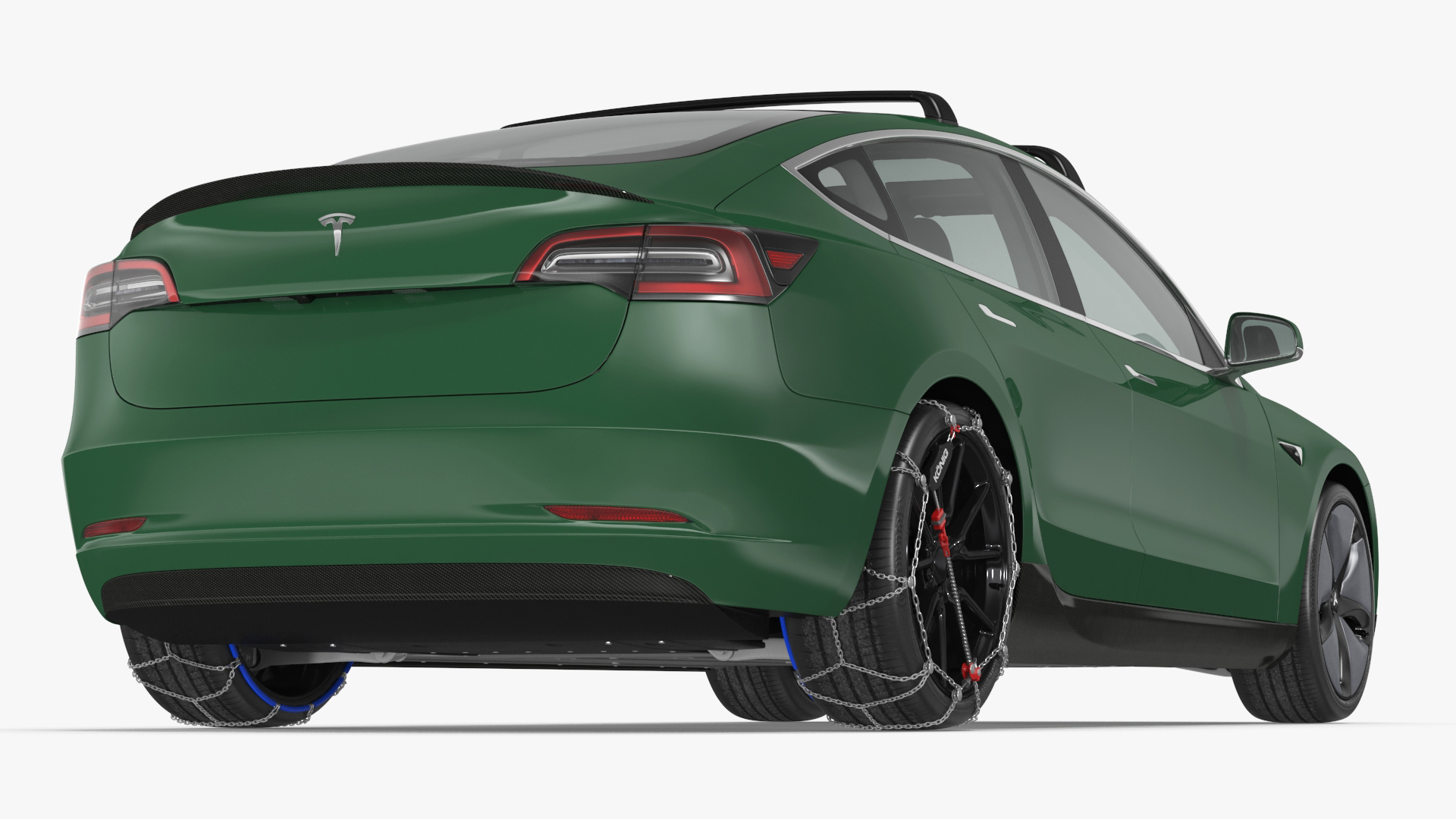 3D model Tesla Model 3 with Wheel and Roof Accessories
