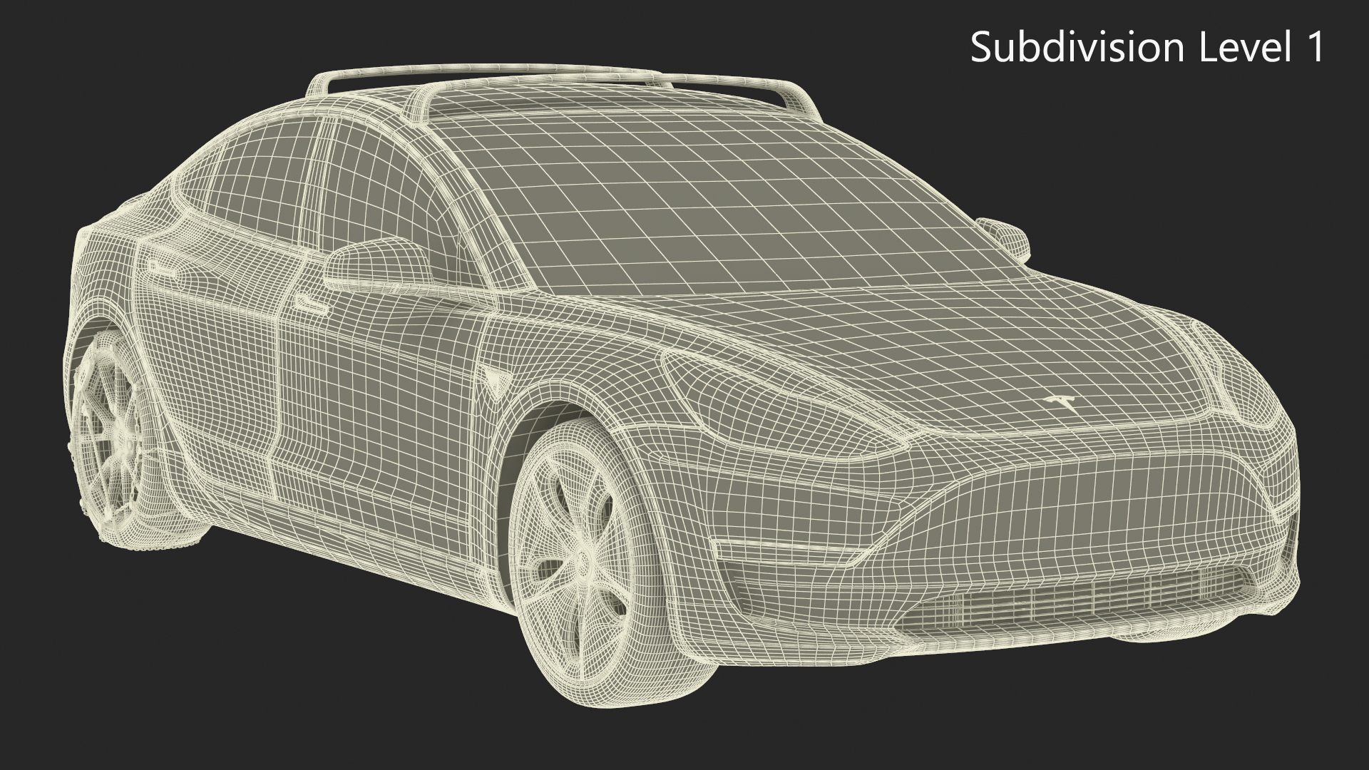 3D model Tesla Model 3 with Wheel and Roof Accessories