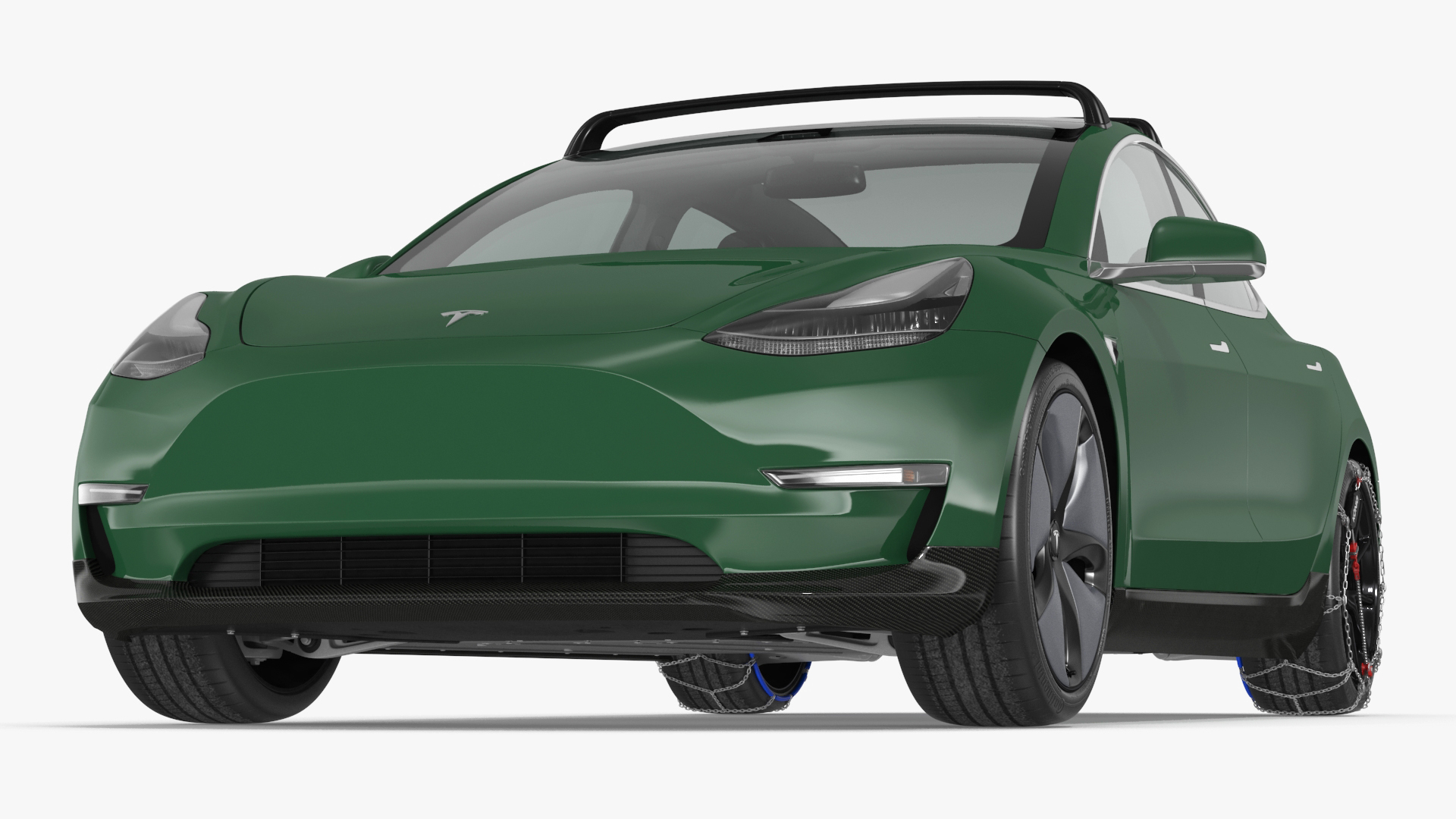 3D model Tesla Model 3 with Wheel and Roof Accessories