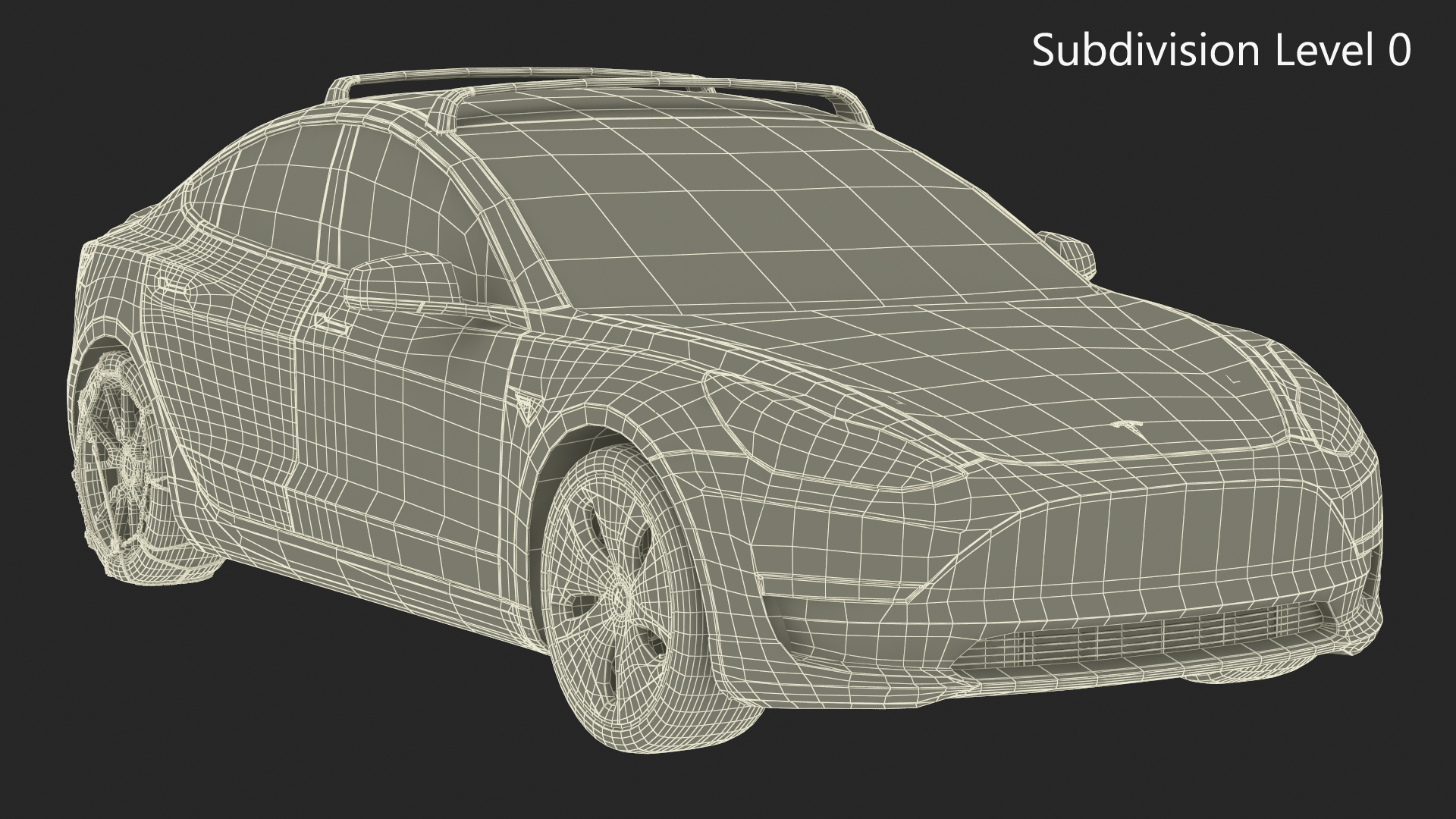 3D model Tesla Model 3 with Wheel and Roof Accessories