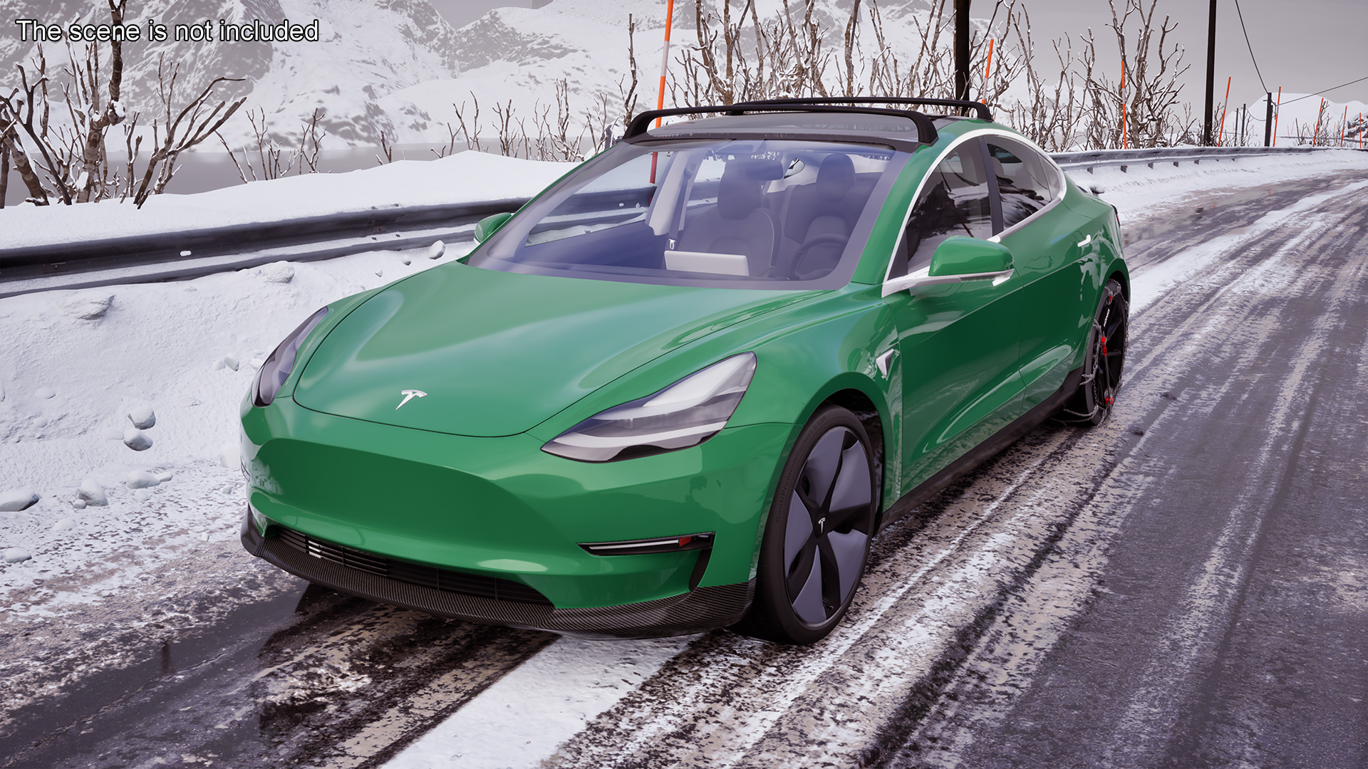 3D model Tesla Model 3 with Wheel and Roof Accessories