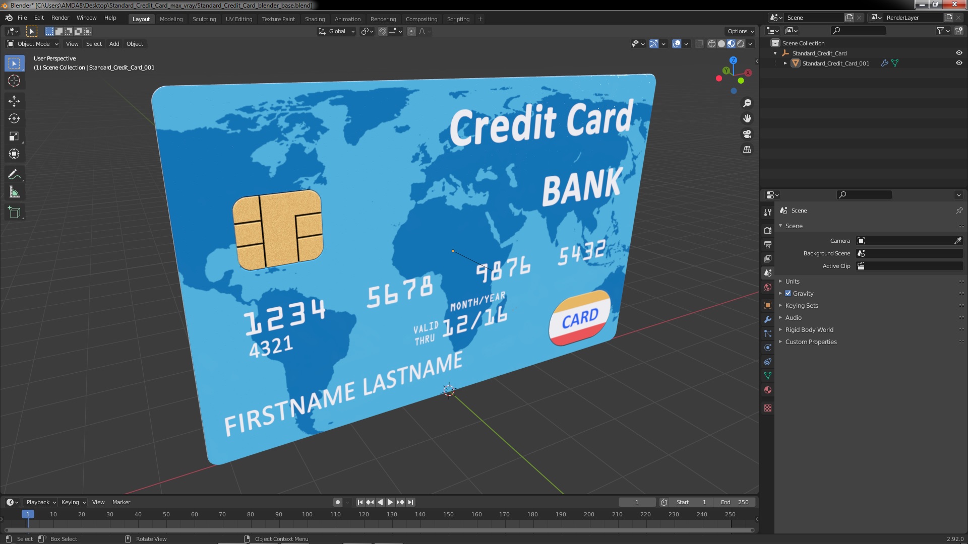 3D model Standard Credit Card