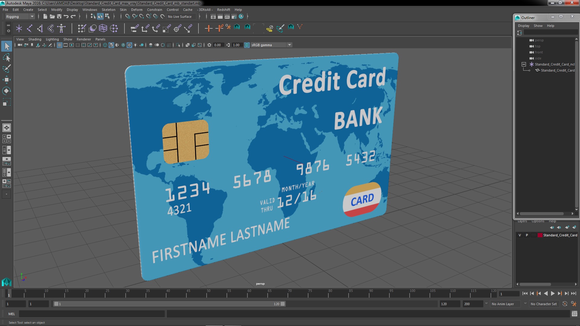 3D model Standard Credit Card