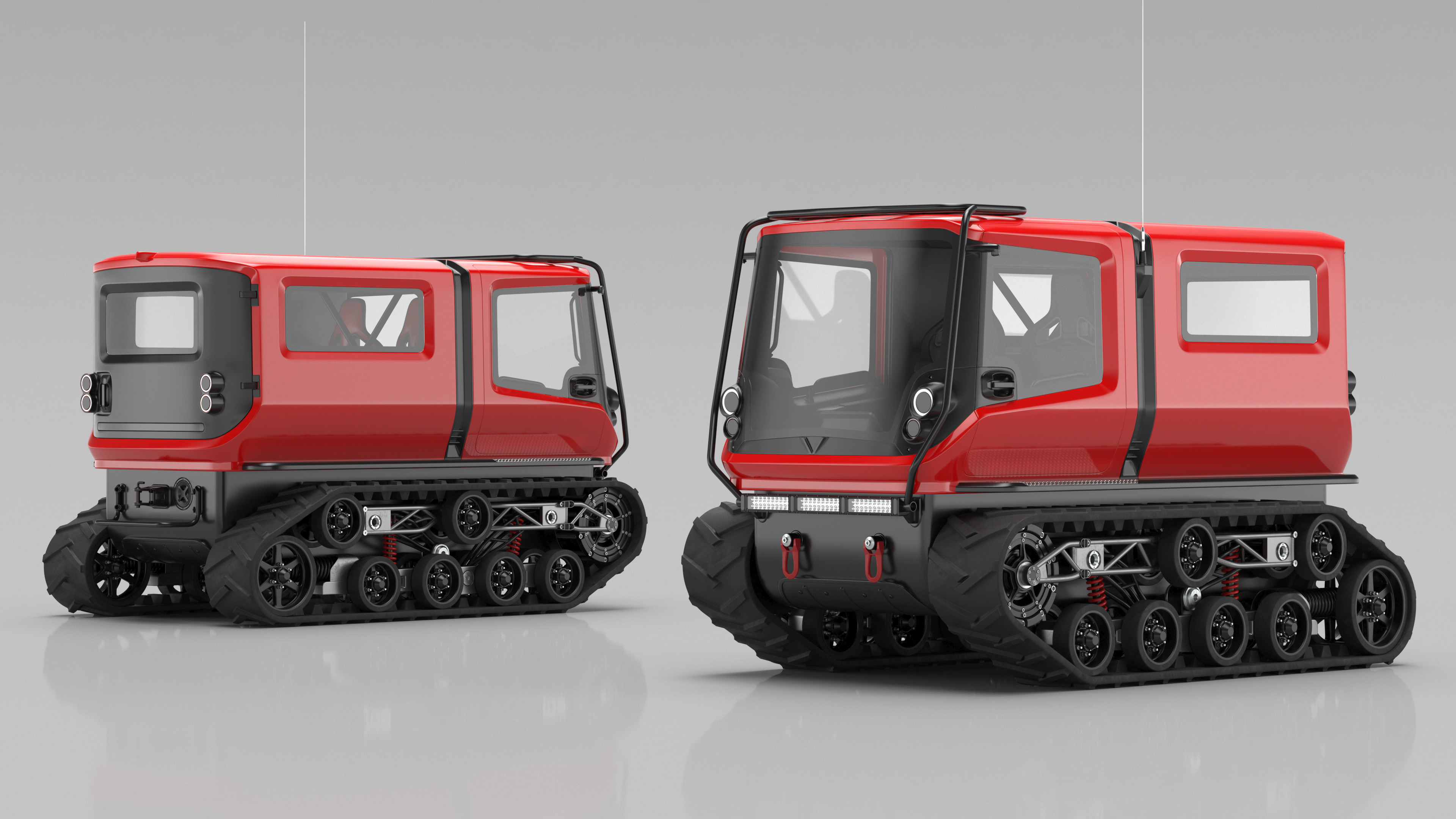 3D model Antarctica Exploration Vehicle Red Rigged for Maya