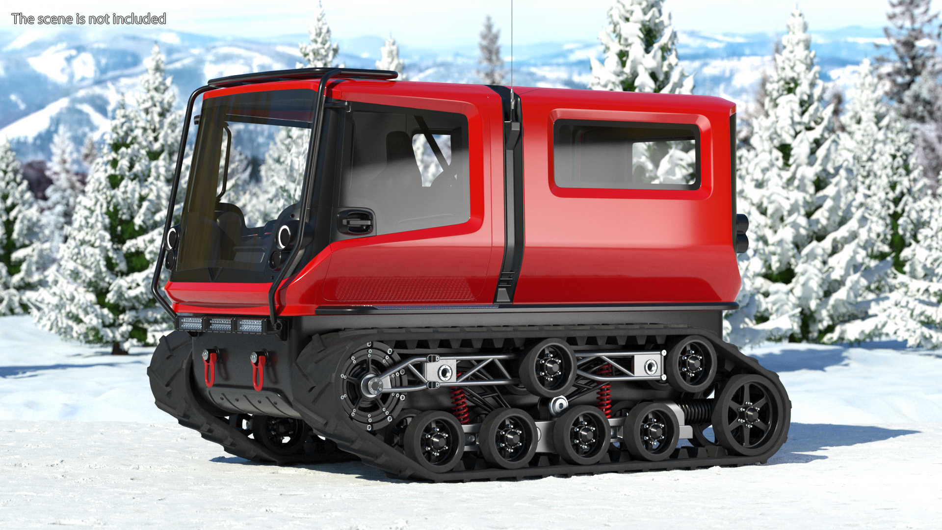 3D model Antarctica Exploration Vehicle Red Rigged for Maya