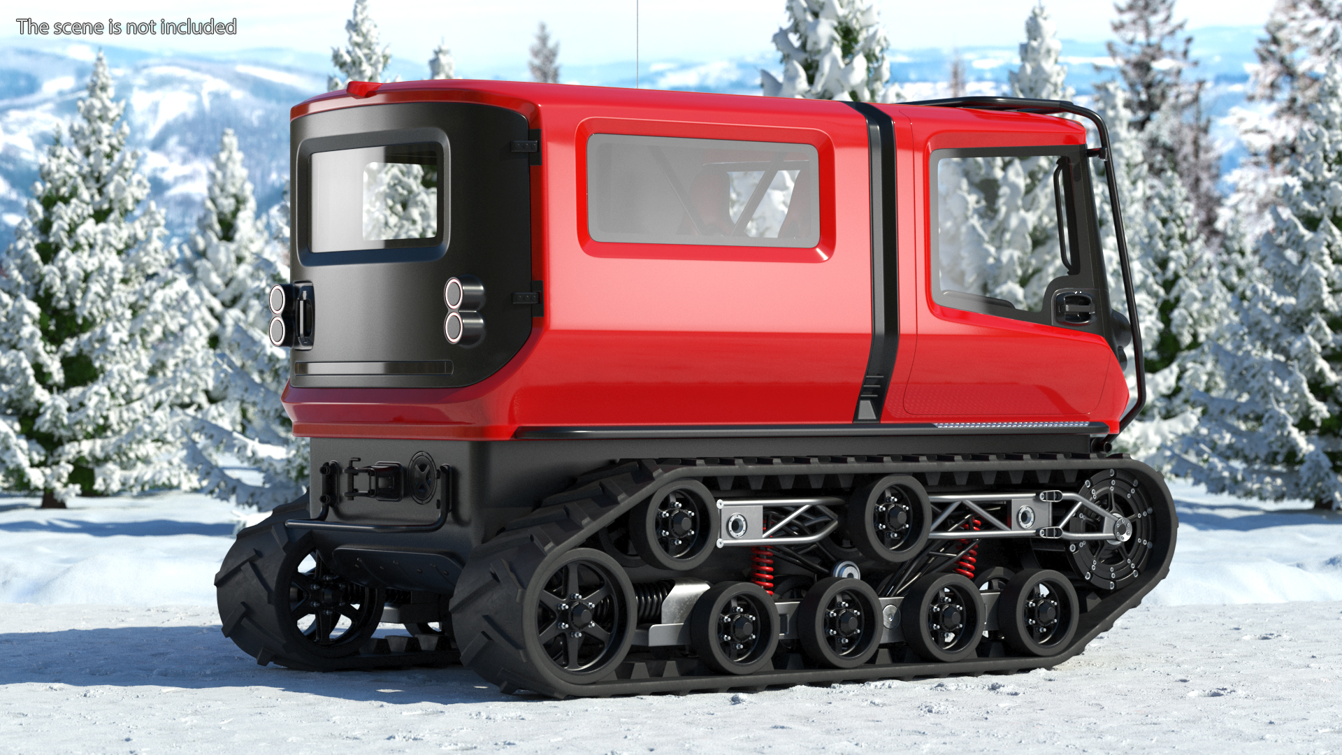 3D model Antarctica Exploration Vehicle Red Rigged for Maya