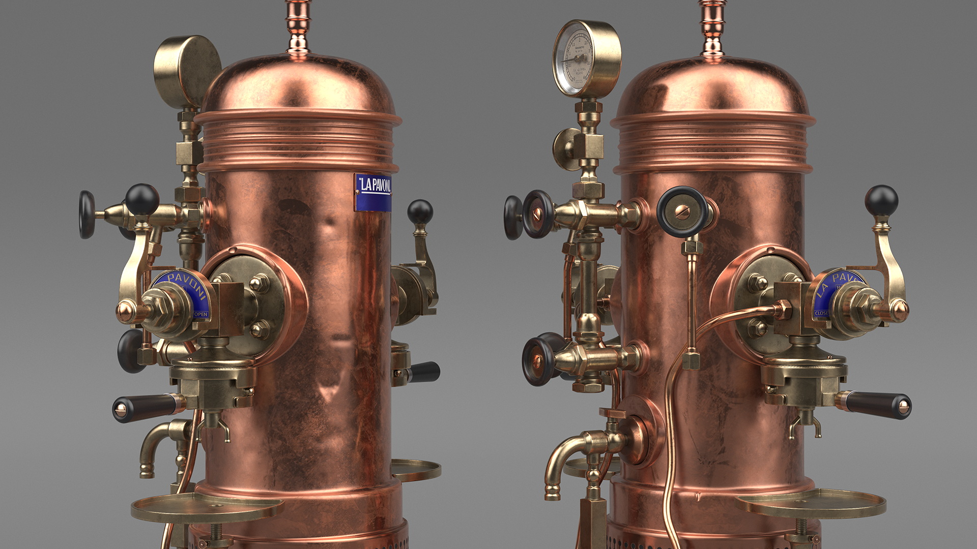 3D La Pavoni Vintage Copper Espresso Machine