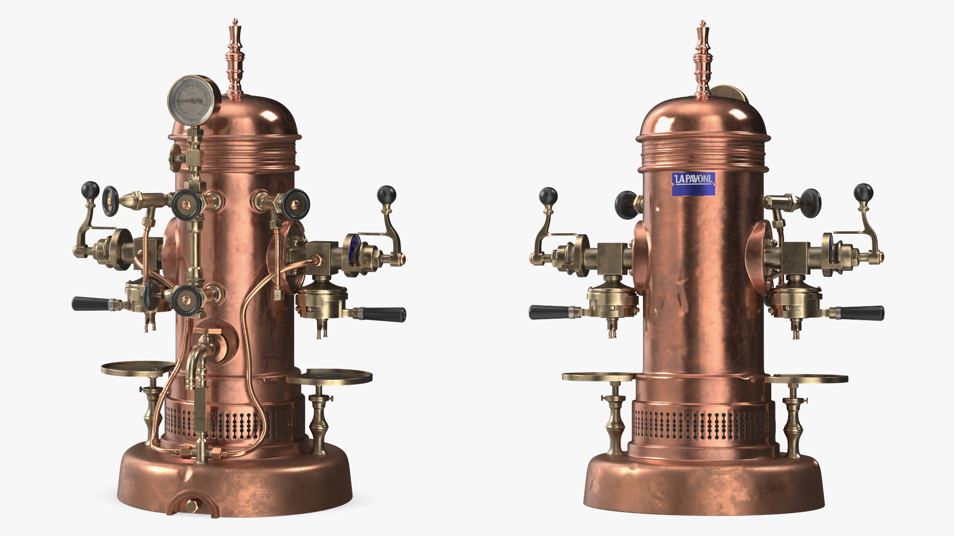 3D La Pavoni Vintage Copper Espresso Machine