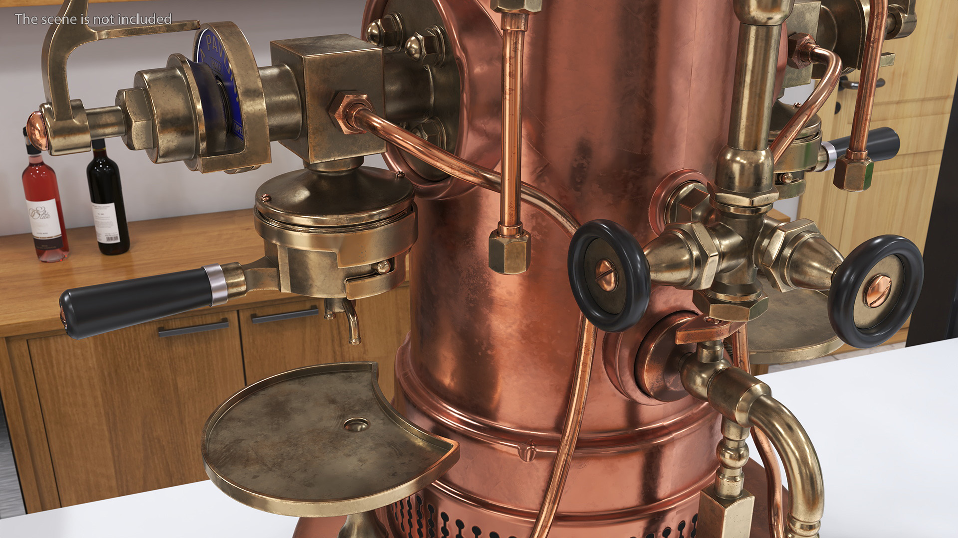 3D La Pavoni Vintage Copper Espresso Machine