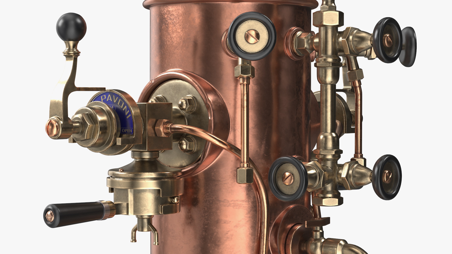 3D La Pavoni Vintage Copper Espresso Machine