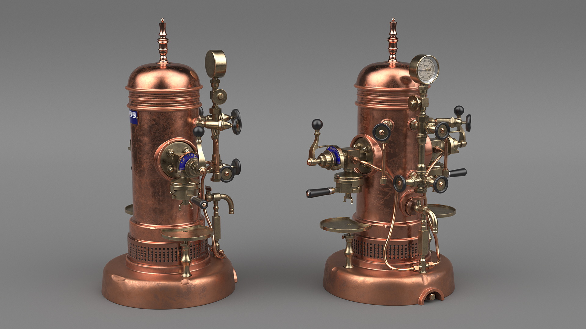3D La Pavoni Vintage Copper Espresso Machine