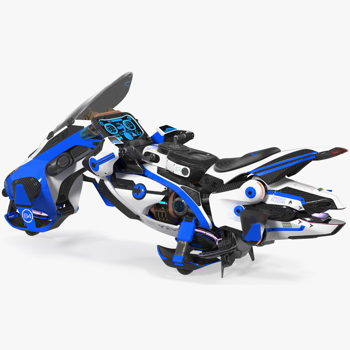 3D Scifi Fly Motorcycle Police Rigged for Maya model