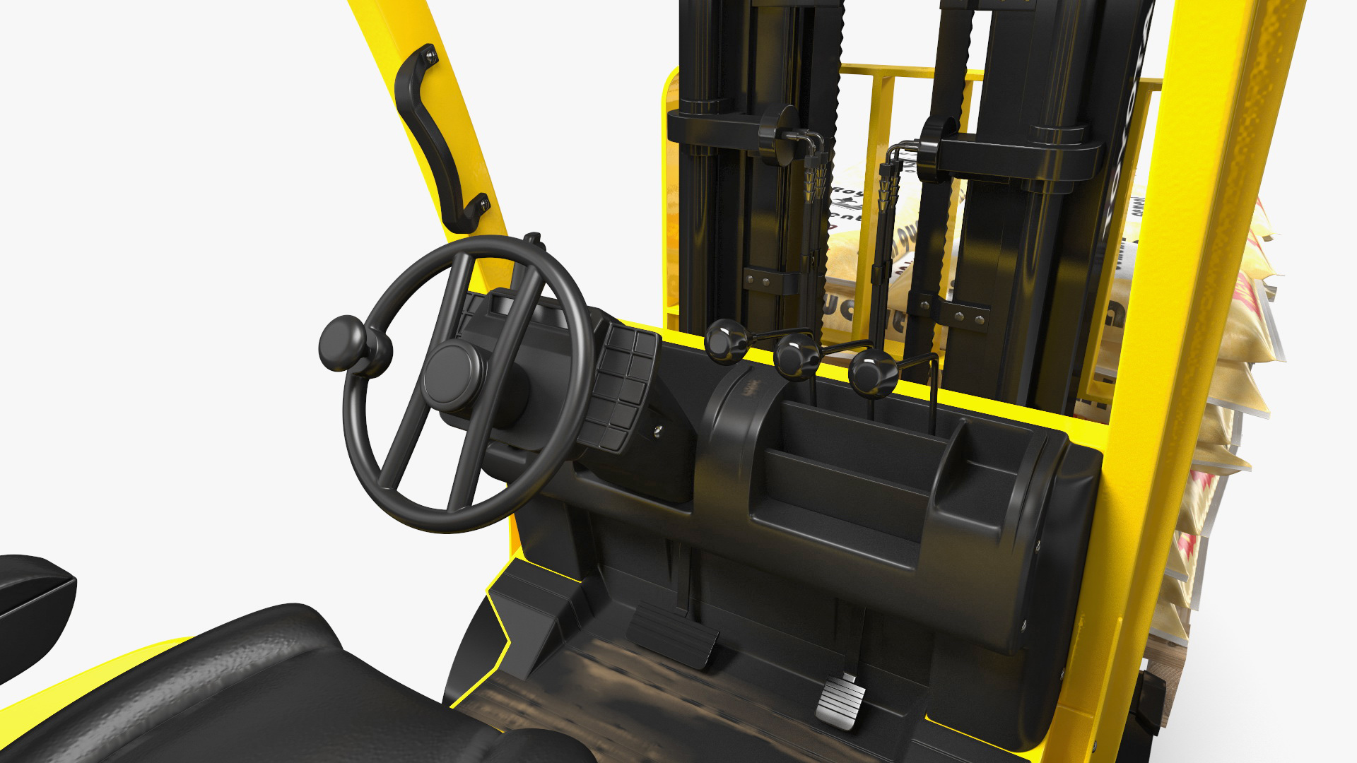 Forklift Toyota with Pallet of Cement Bags Rigged 3D model