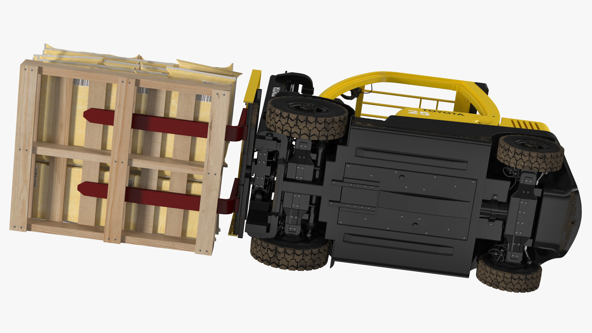 Forklift Toyota with Pallet of Cement Bags Rigged 3D model