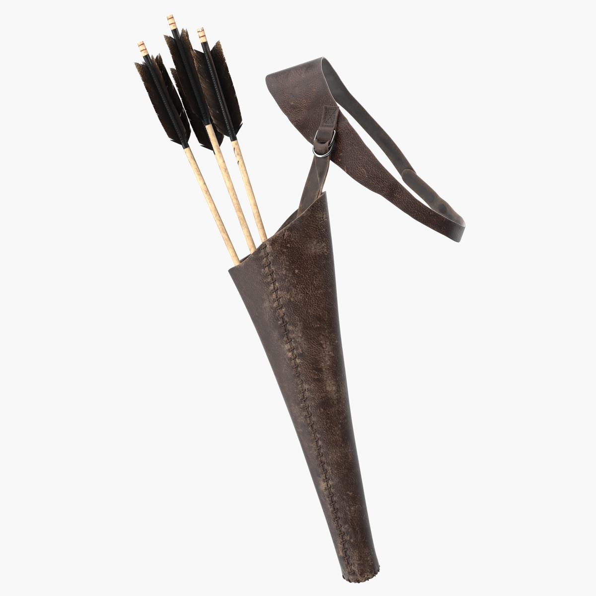 Leather Quiver with Arrows