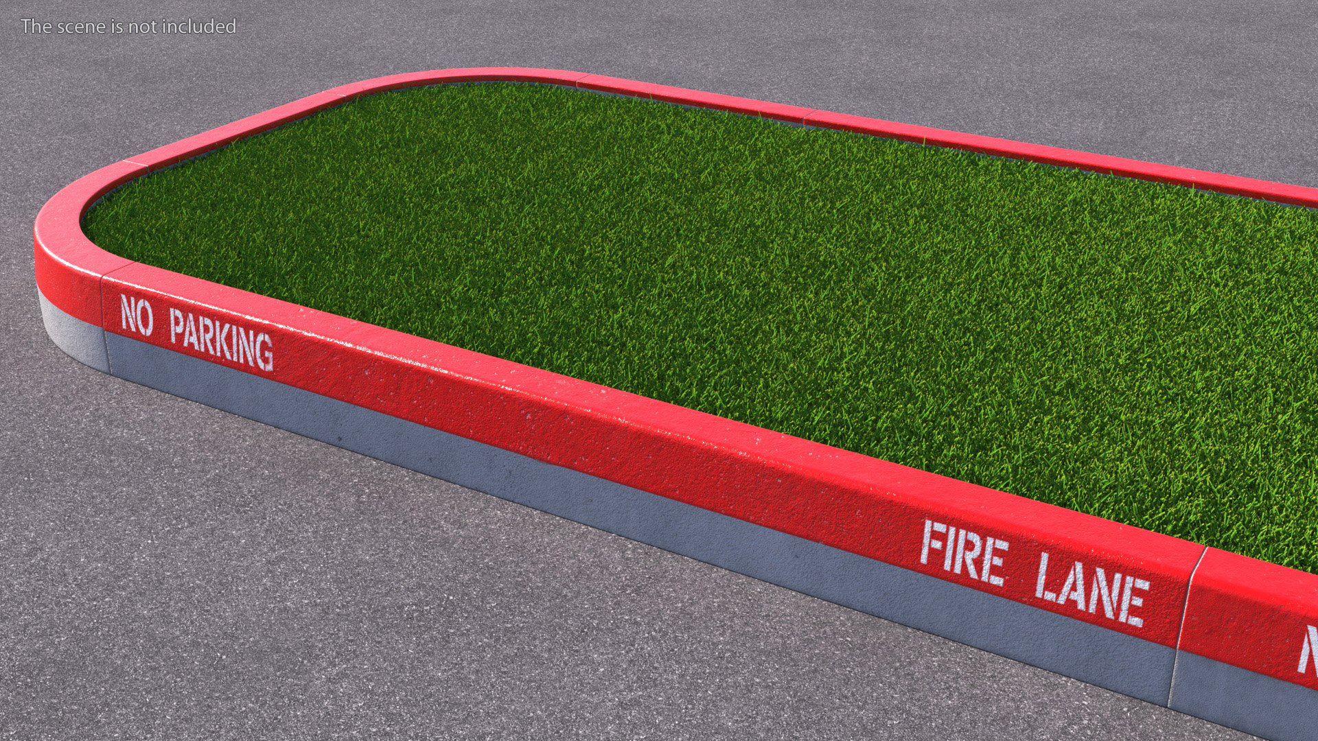3D Street Curb 3m Red Fire Lane model