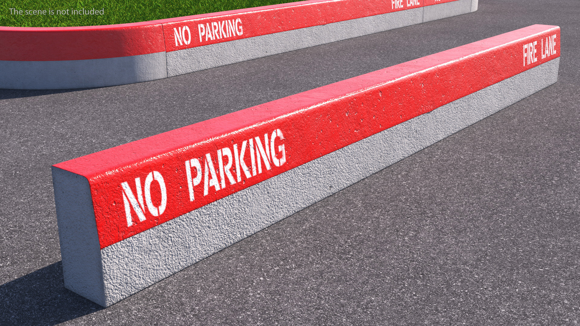 3D Street Curb 3m Red Fire Lane model