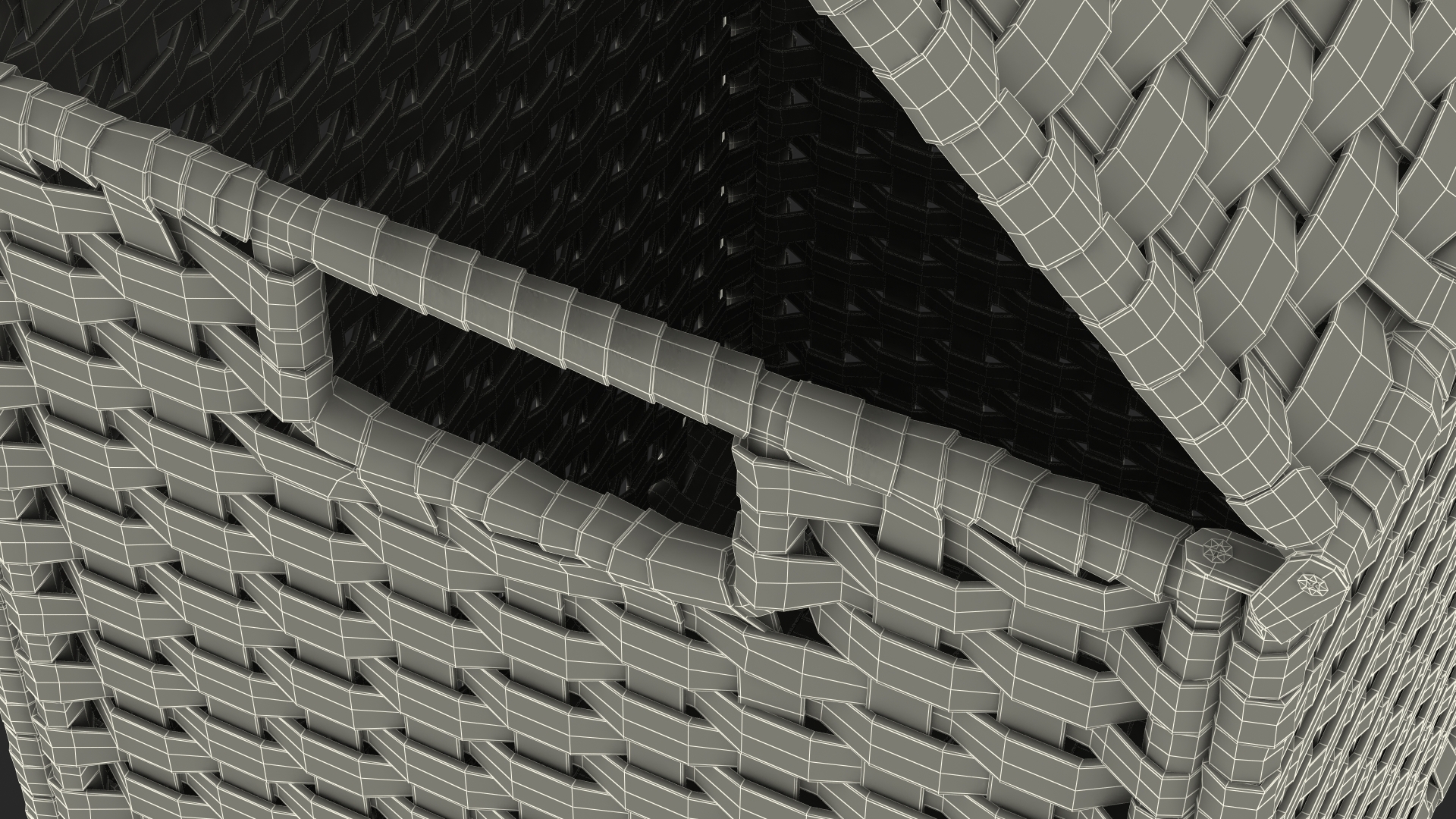 Wicker Laundry Basket White 3D
