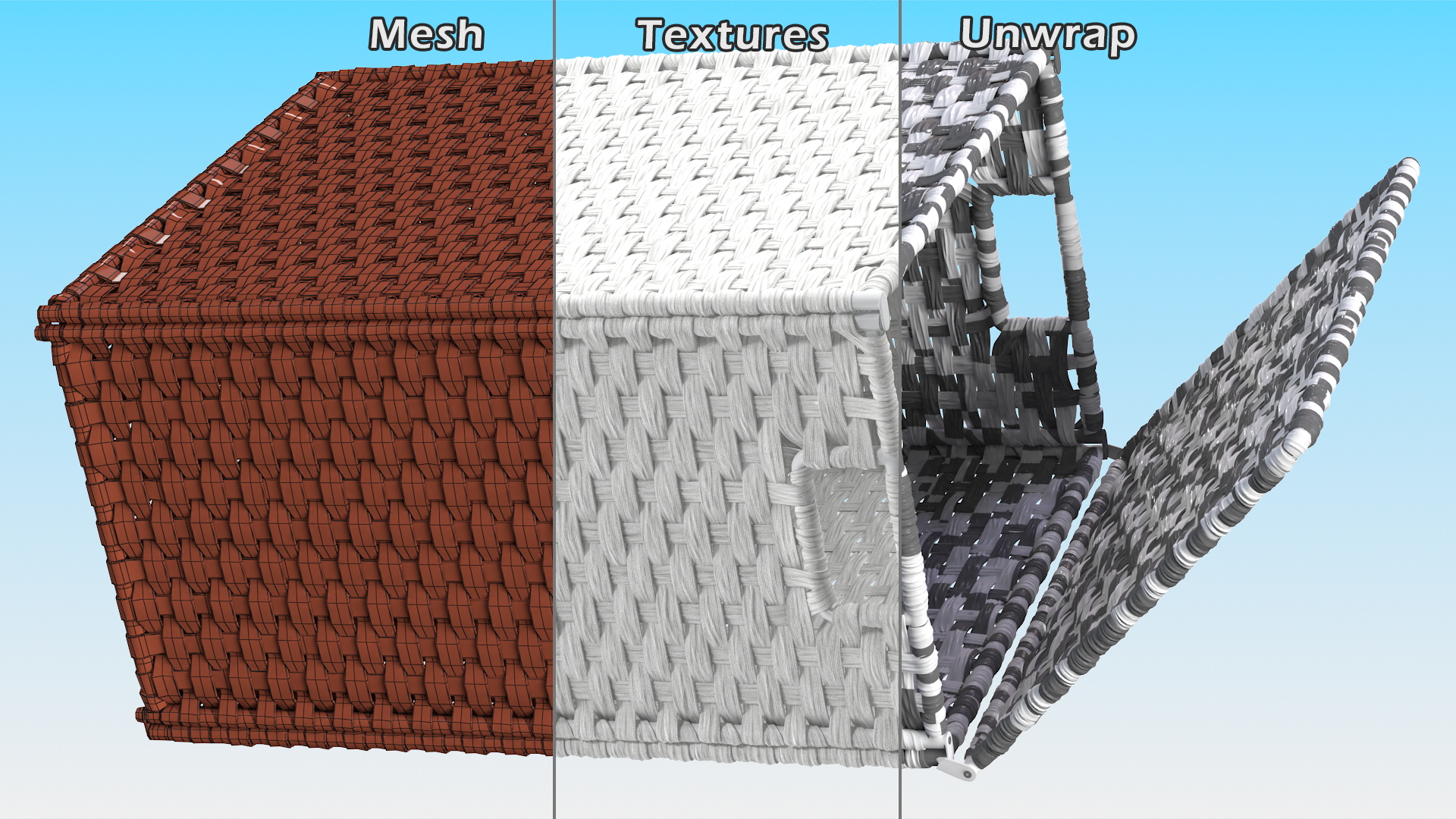 Wicker Laundry Basket White 3D