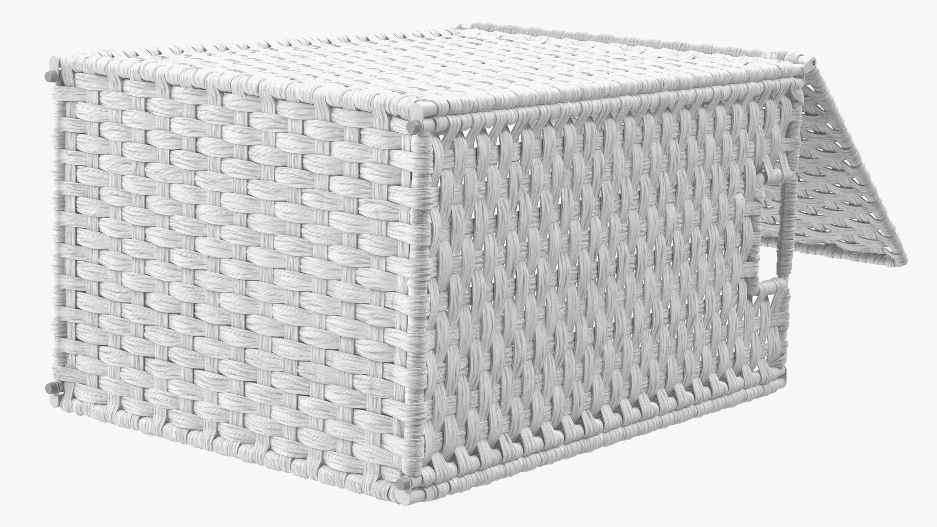 Wicker Laundry Basket White 3D