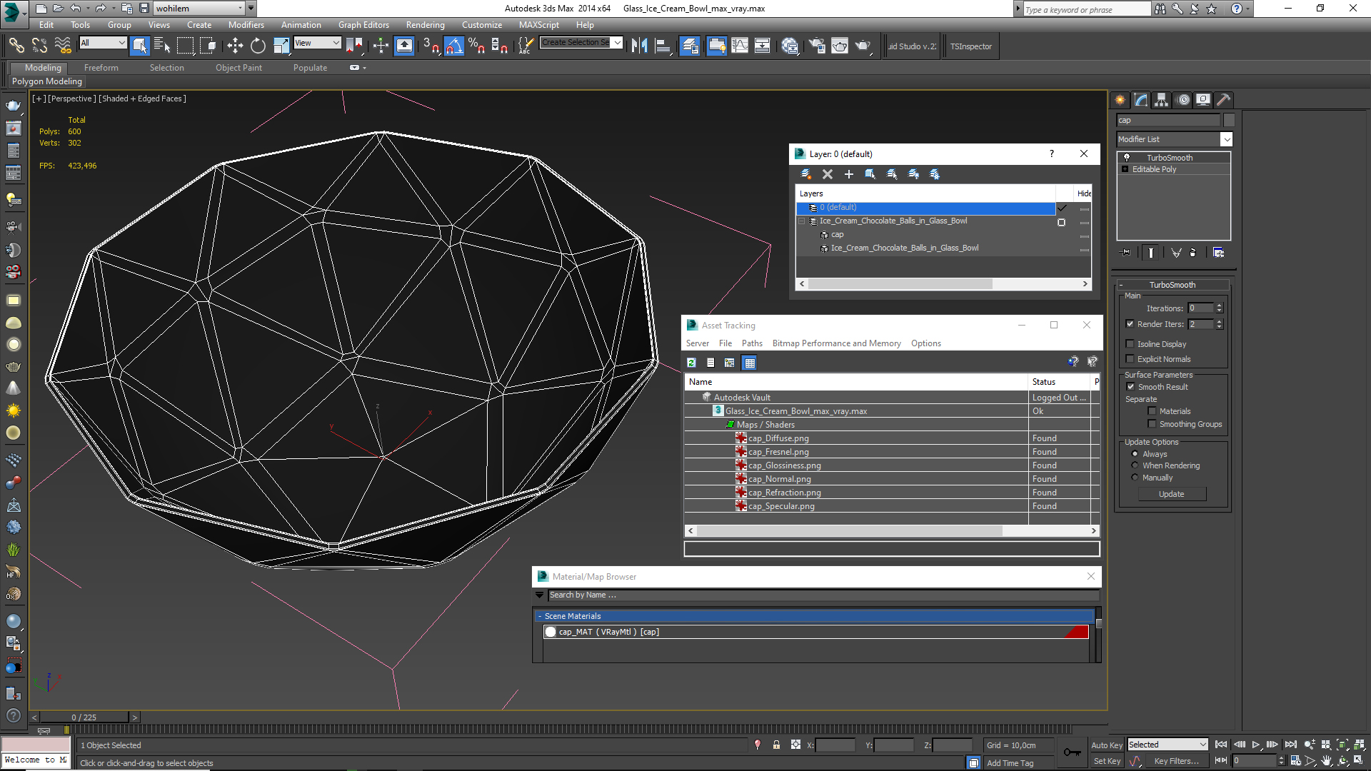 3D model Glass Ice Cream Bowl