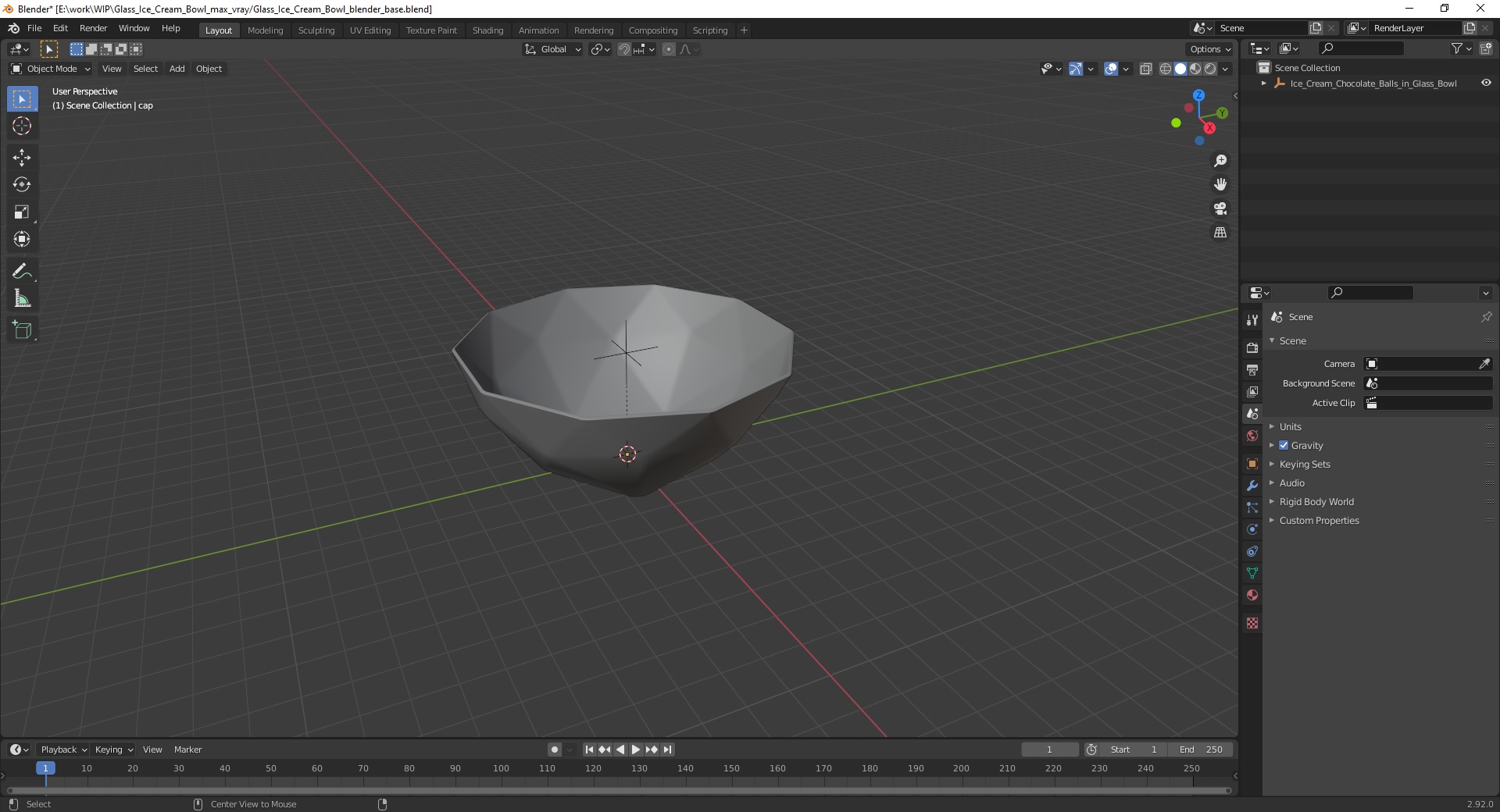 3D model Glass Ice Cream Bowl