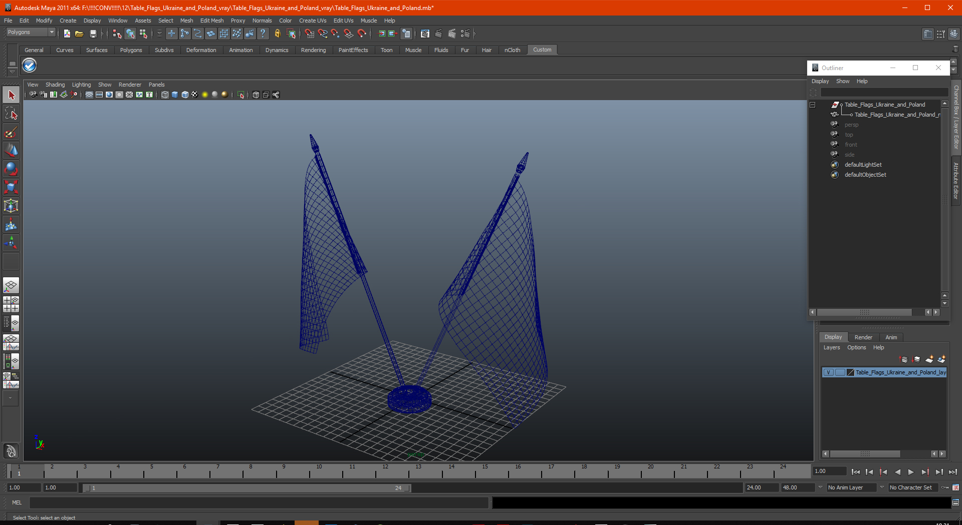 3D model Table Flags Ukraine and Poland