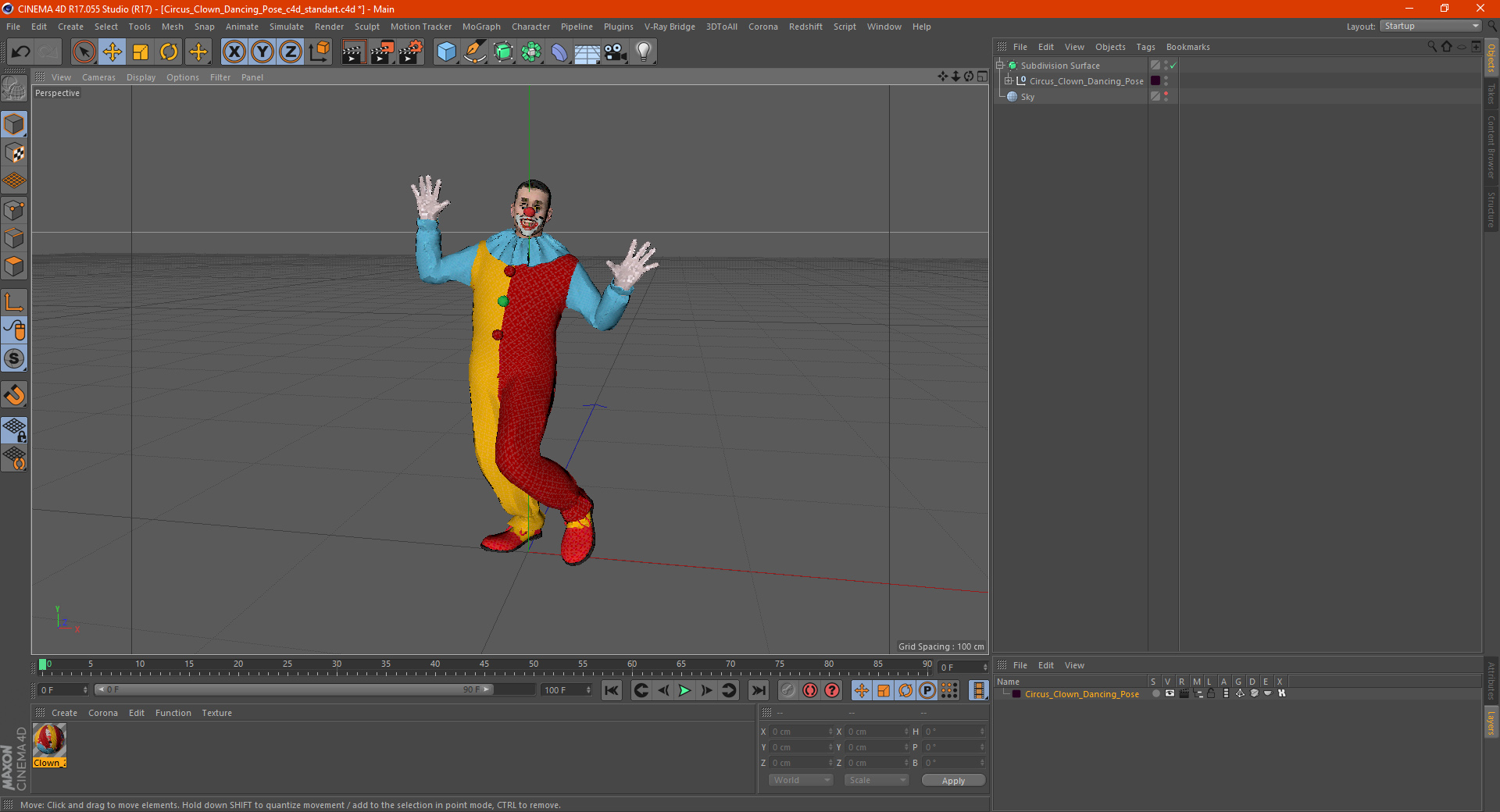 3D model Circus Clown Dancing Pose