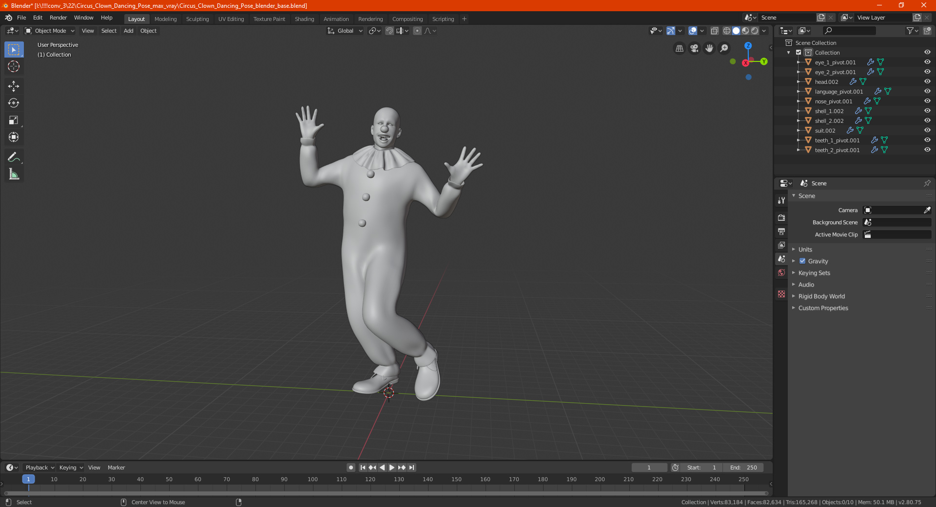 3D model Circus Clown Dancing Pose