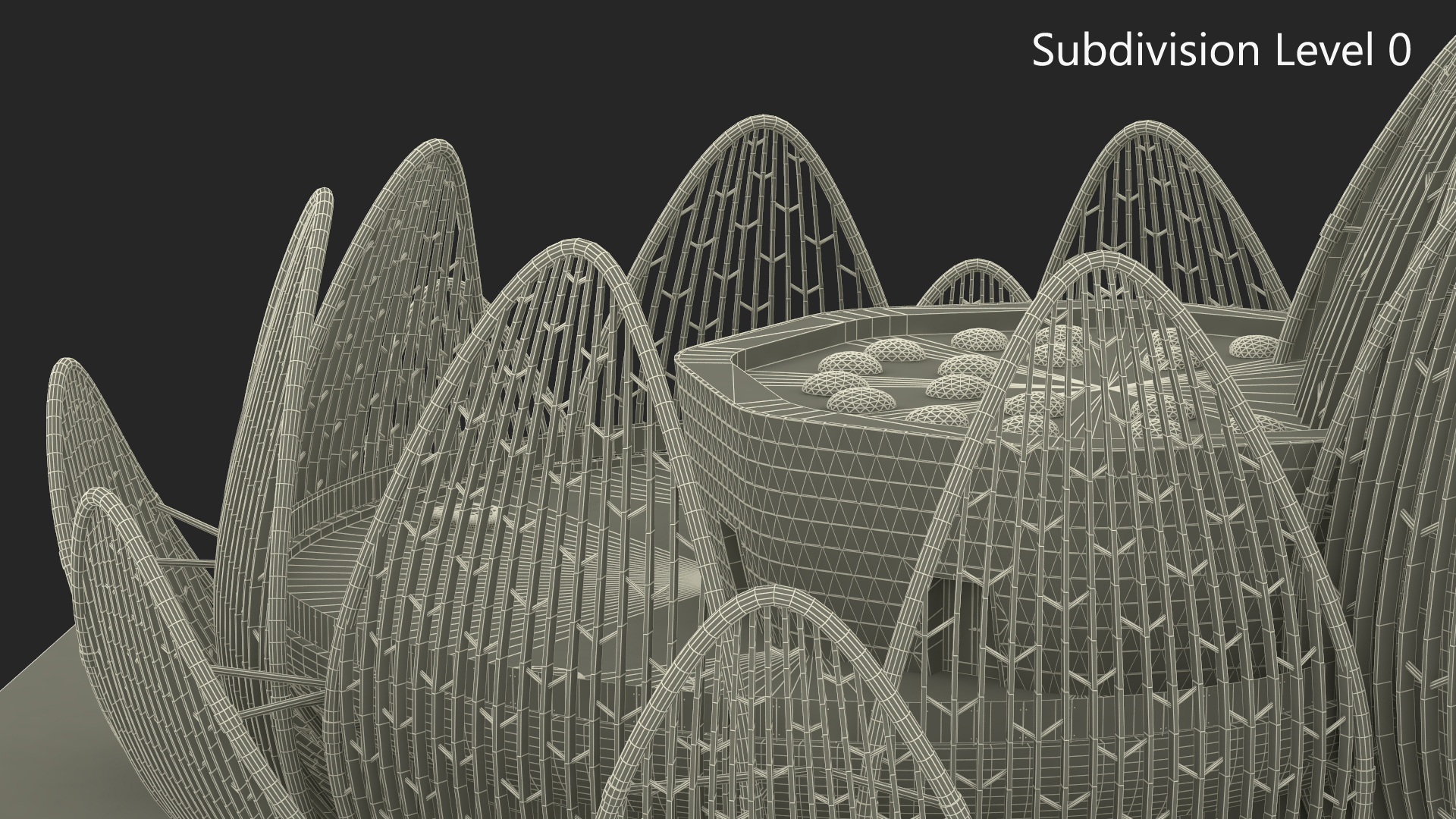 3D Wujin Lotus Building Night Lights On