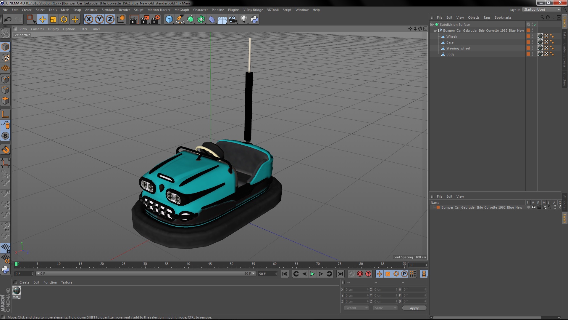 Bumper Car Gebruder Ihle Corvette 1962 Blue New 3D