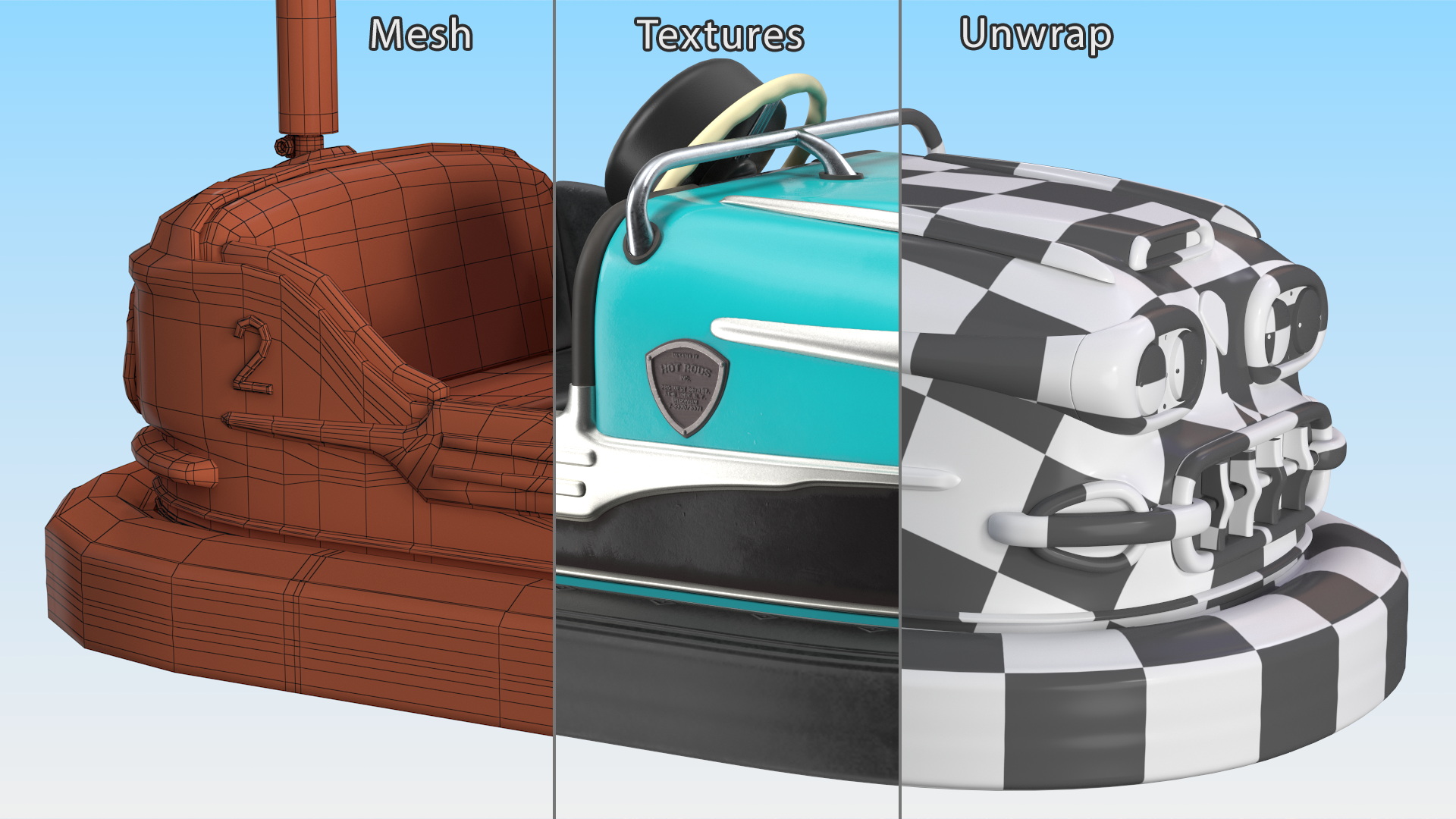 Bumper Car Gebruder Ihle Corvette 1962 Blue New 3D