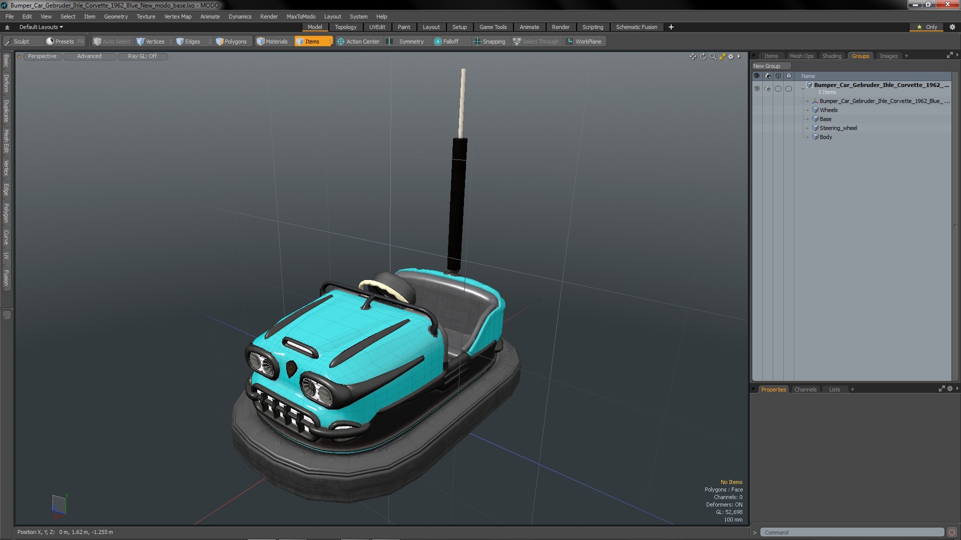 Bumper Car Gebruder Ihle Corvette 1962 Blue New 3D