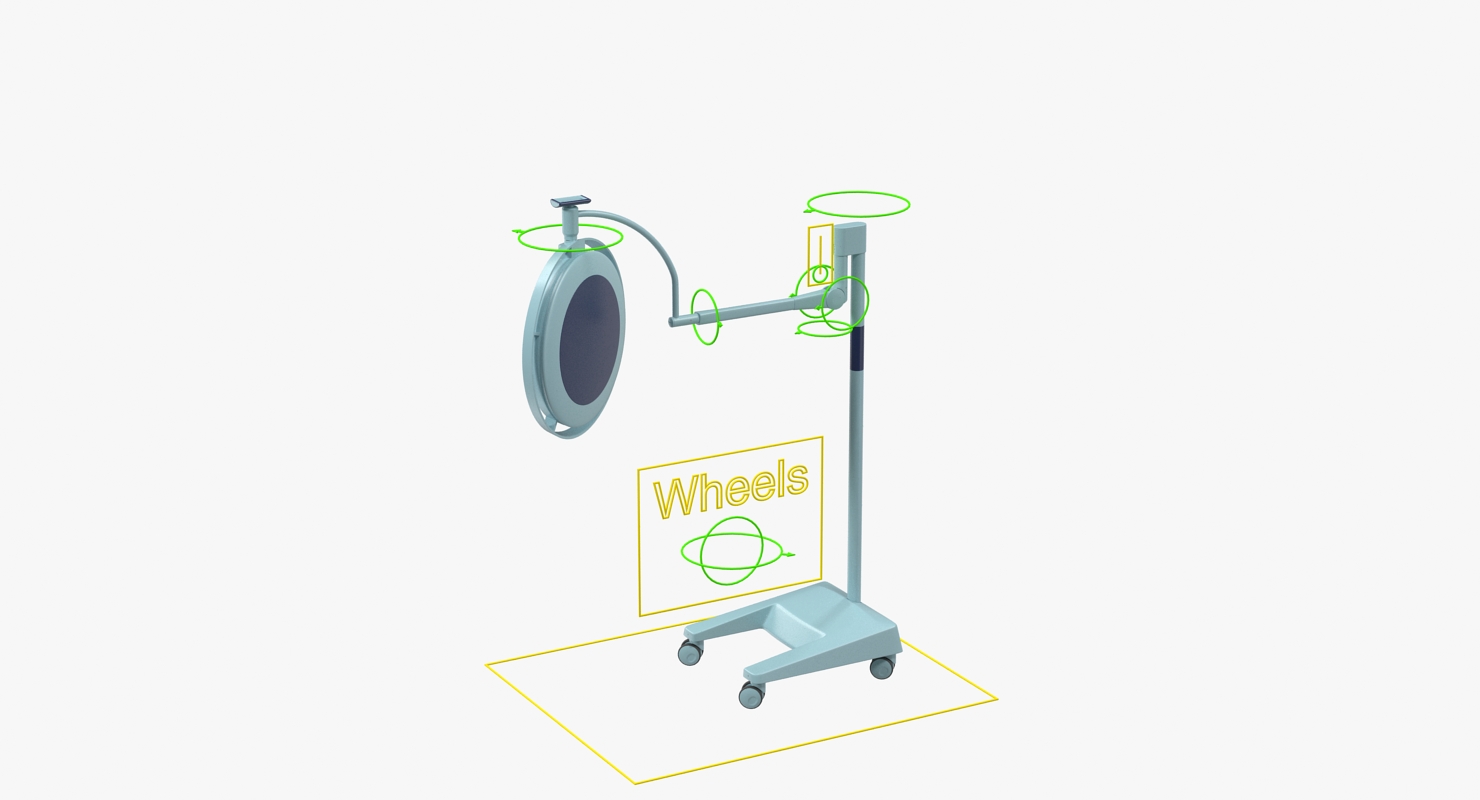 3D Modular Surgical Light System Rigged