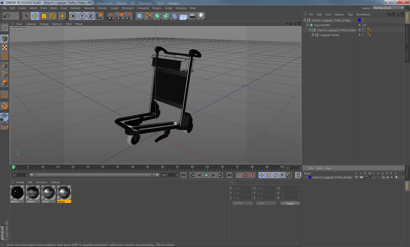 Airport Luggage Trolley Empty 3D model